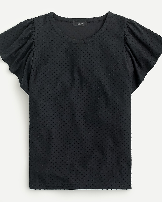 j.crew: flutter-sleeve jersey t-shirt with swiss dot for women, right side, view zoomed
