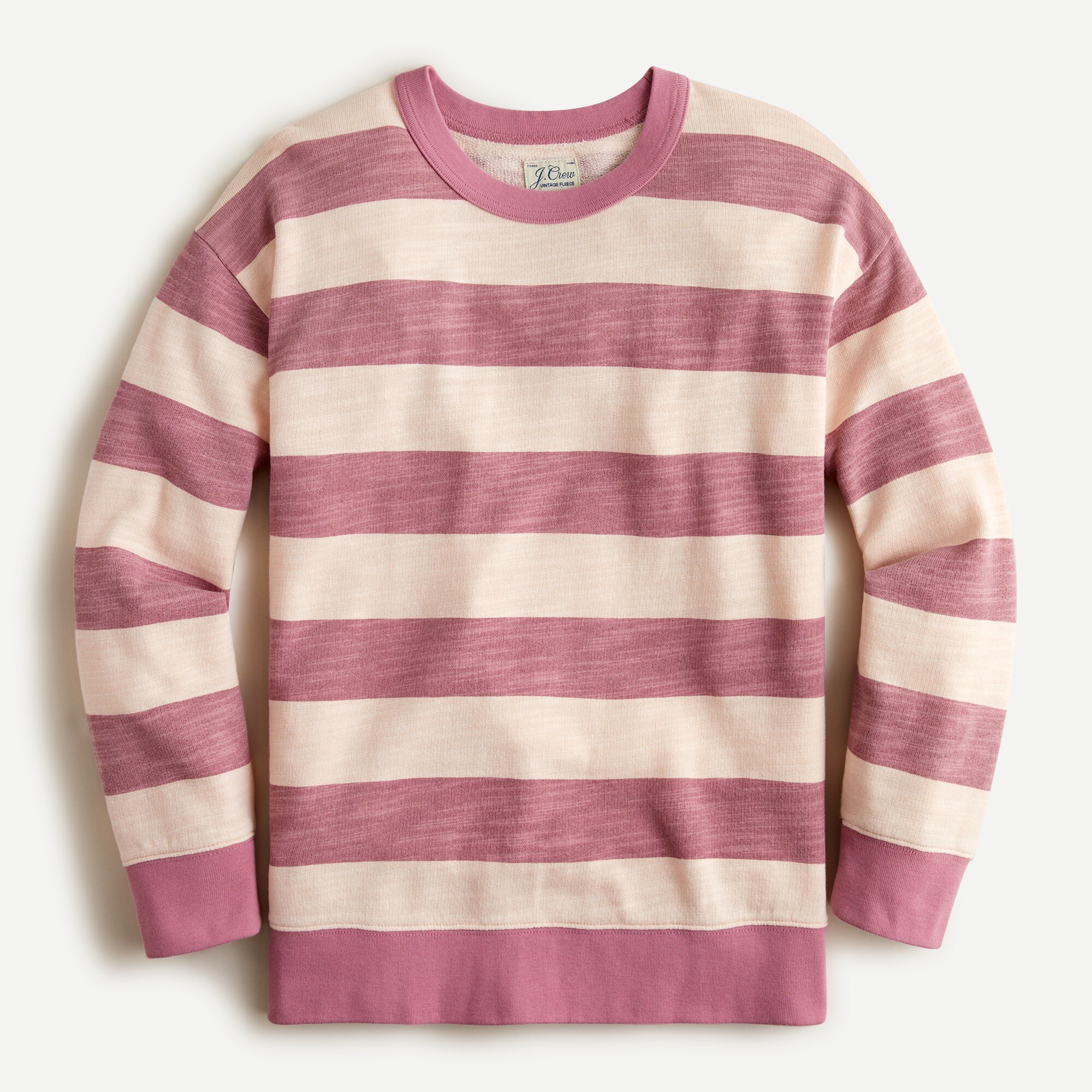 Vintage cotton terry relaxed-fit pullover in rugby stripe