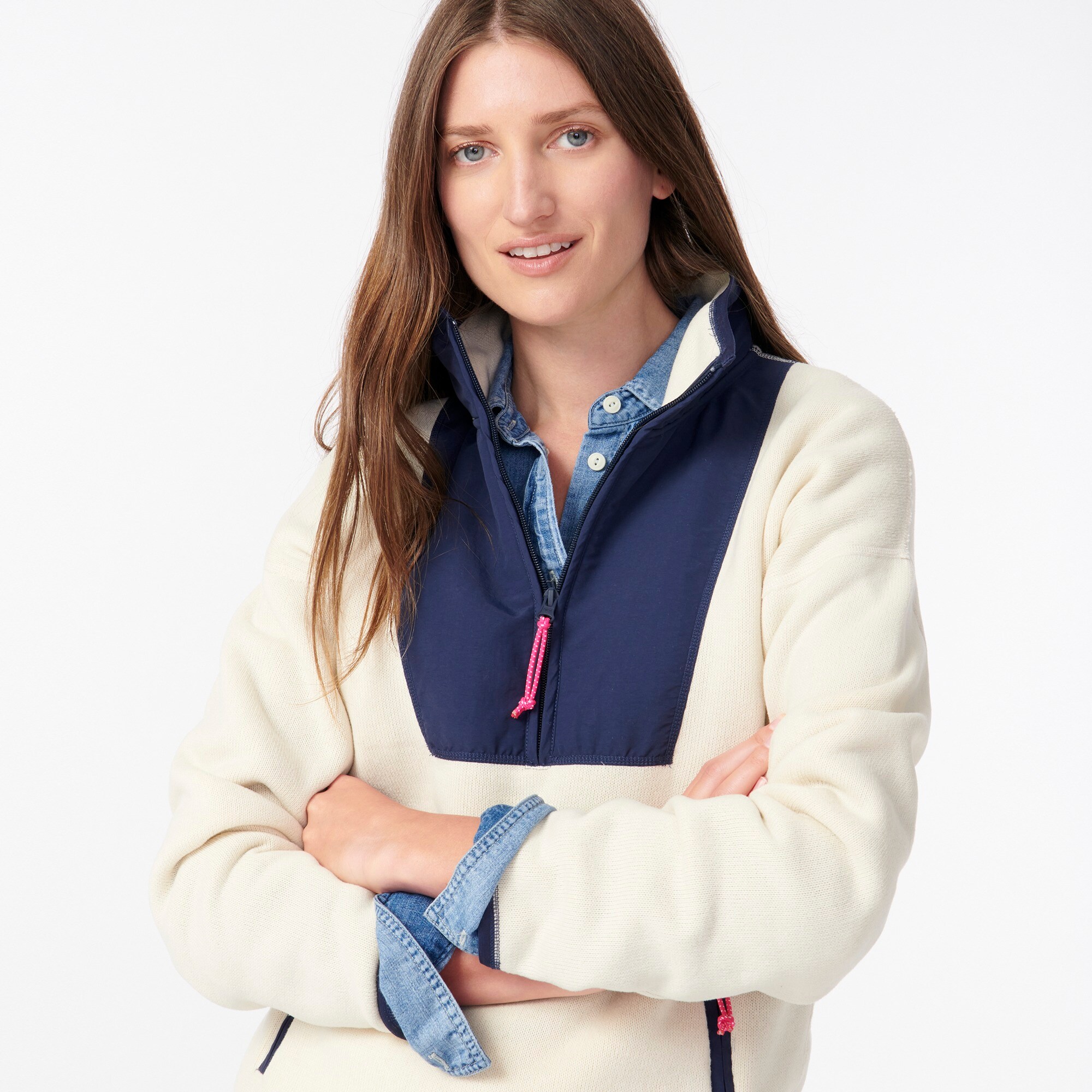 sherpa lined pullover women's