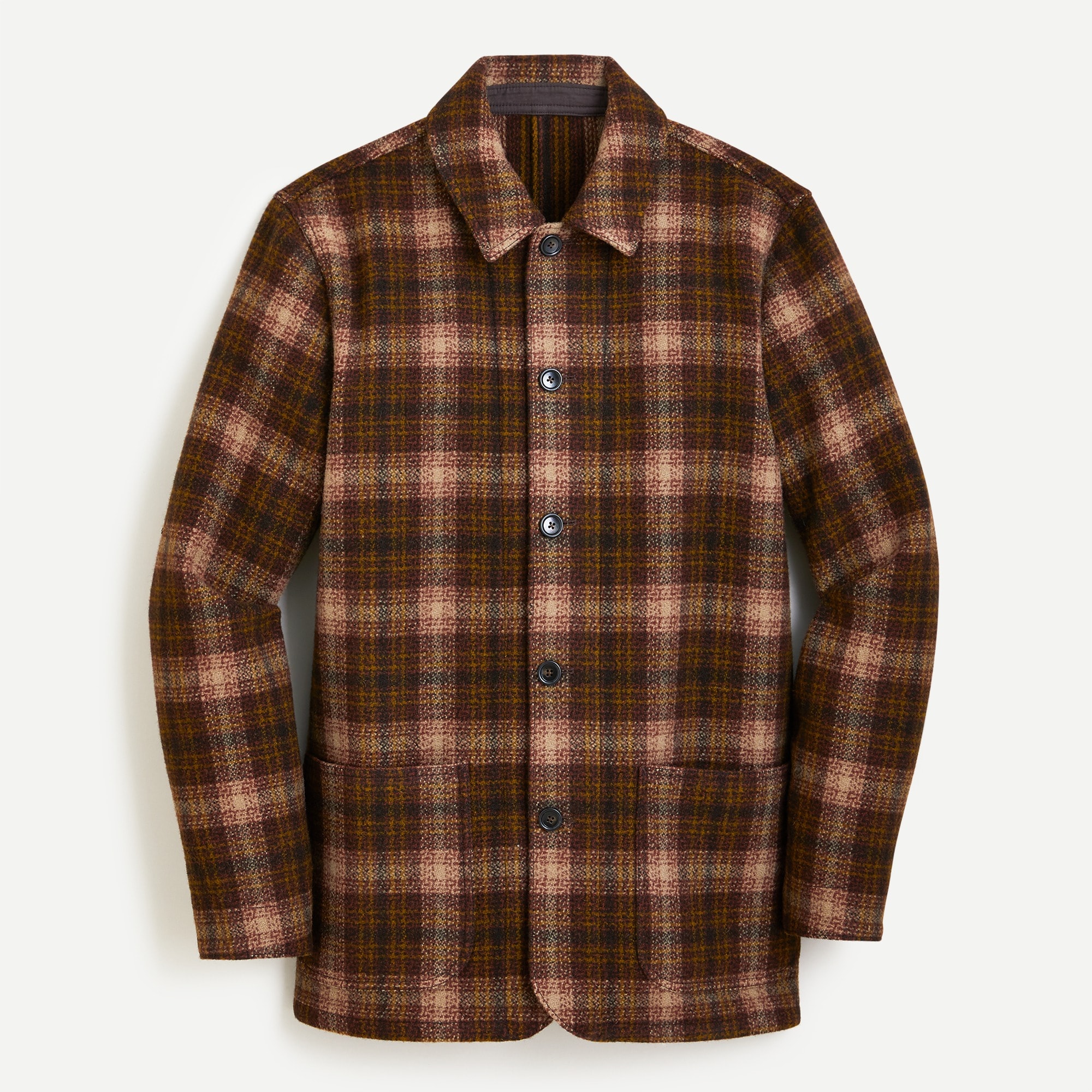 J.Crew Chore Coat In Rust Plaid Double faced Italian Wool For Men