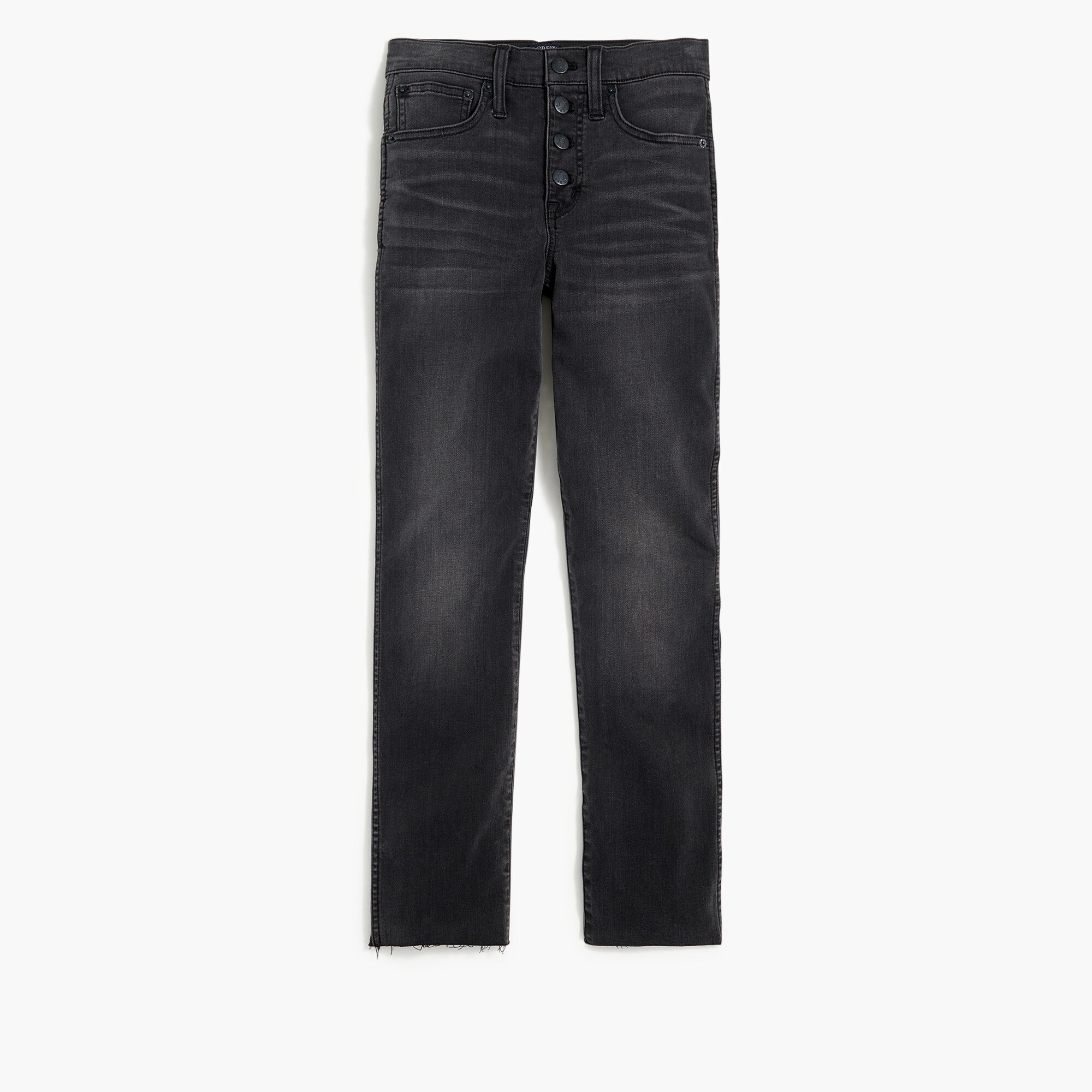 vintage straight jean with cut hem in asphalt wash for women
