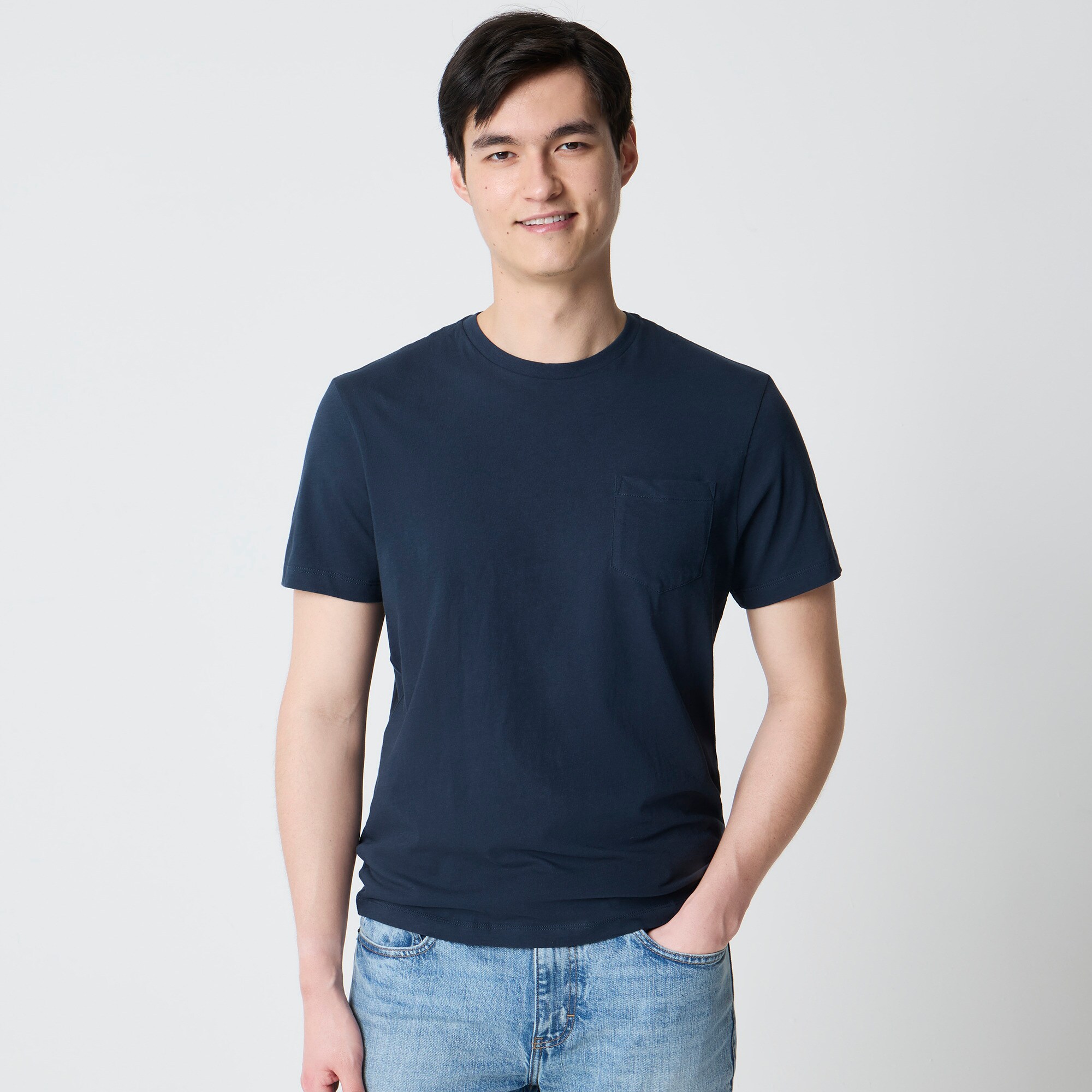 Cotton washed jersey pocket tee