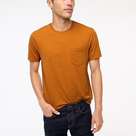 mens Heathered washed jersey pocket tee