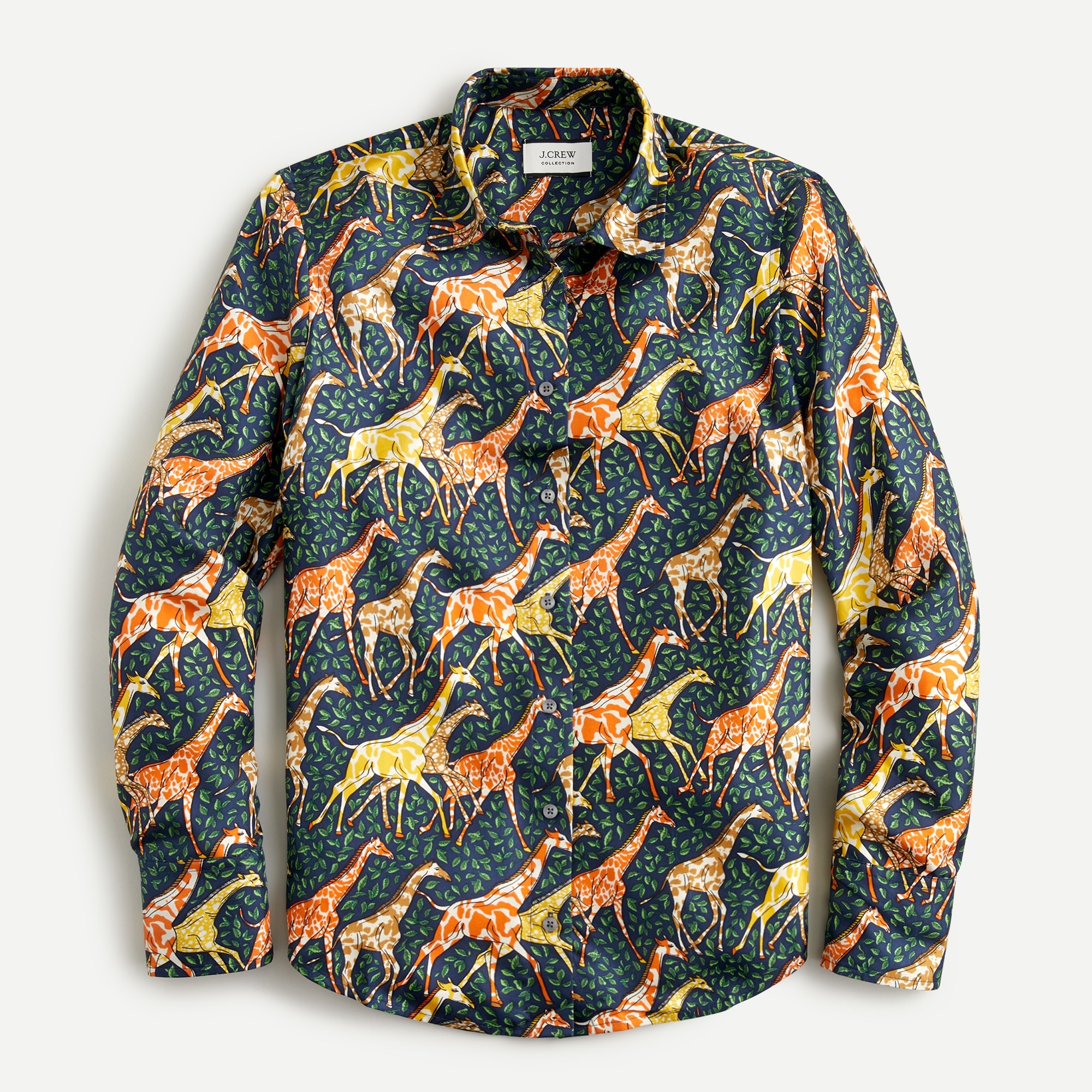 J.Crew: Collection Silk Giraffes Twill Shirt For Women In