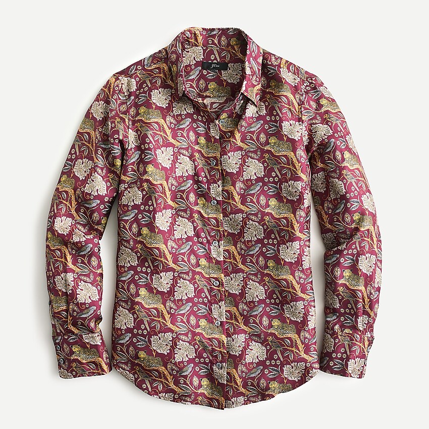 J.Crew: Collection Silk Twill Shirt In Jungle Cat Print For Women