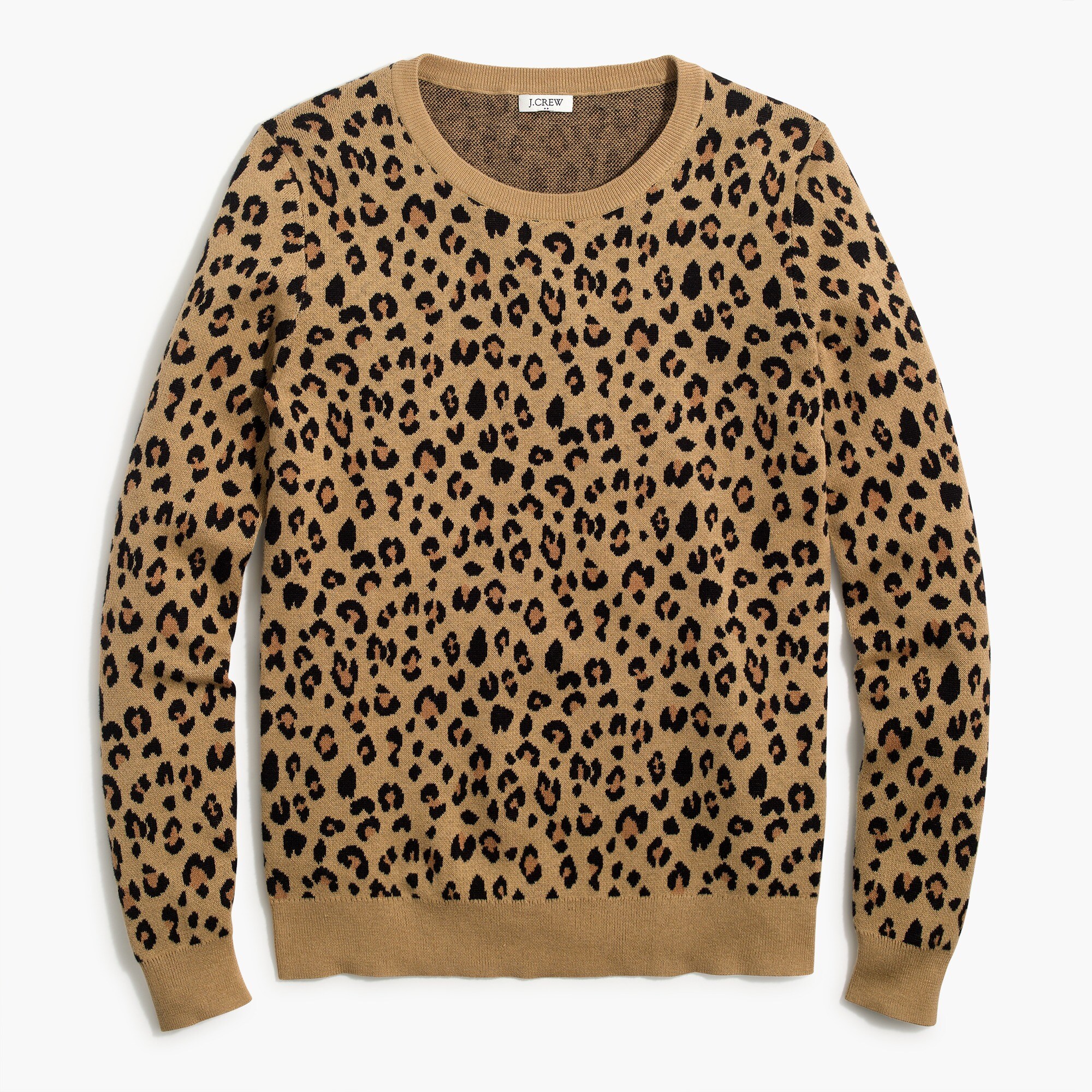 Leopard jacquard pullover sweater