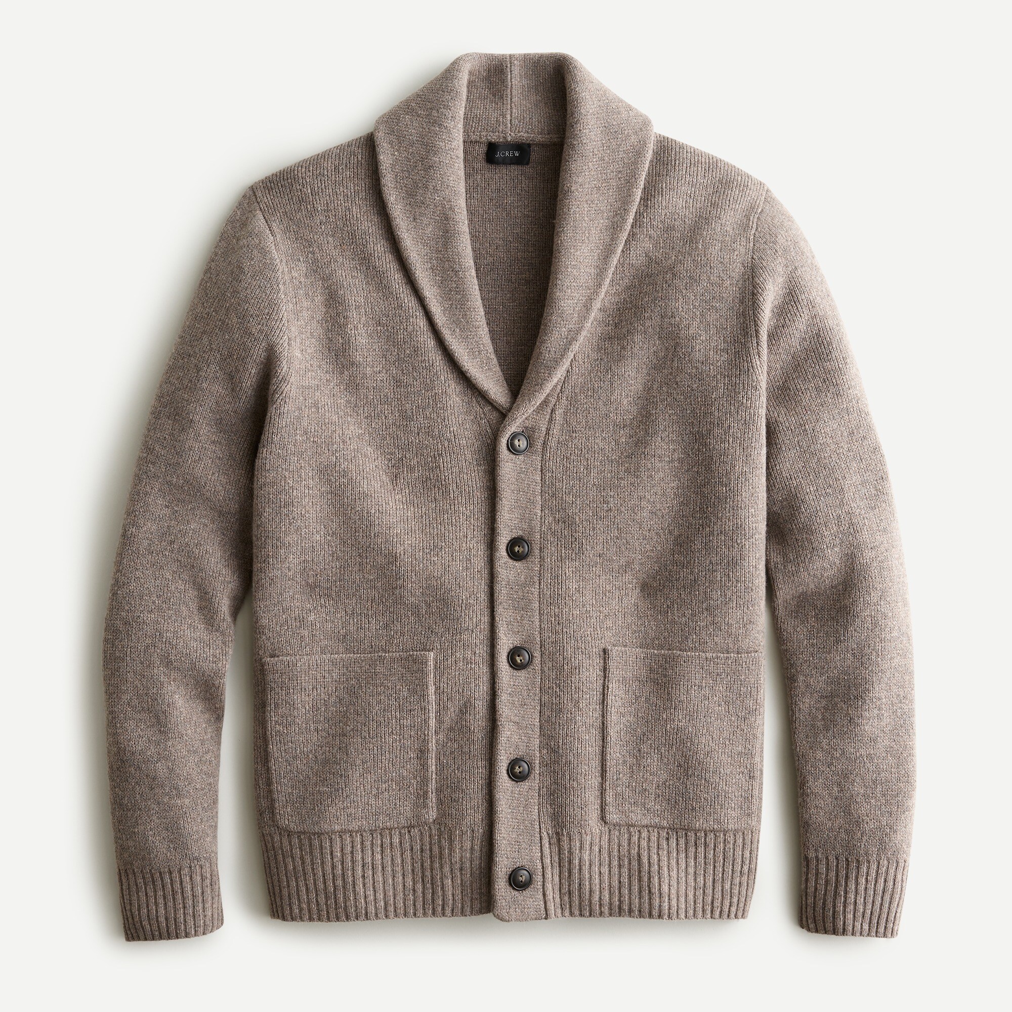 Rugged merino wool shawl cardigan sweater