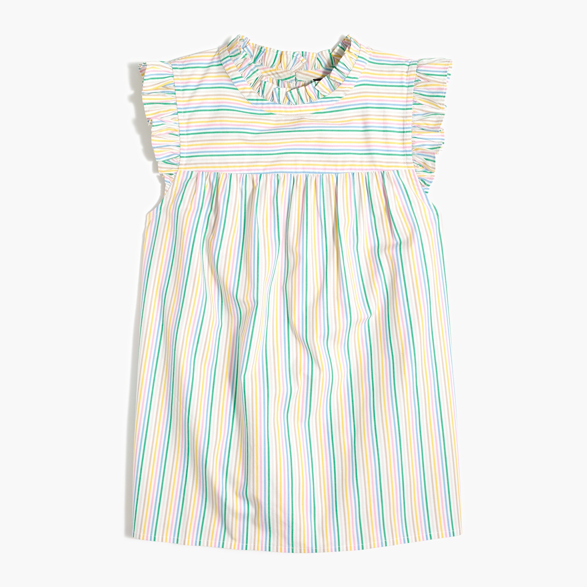 ruffleneck shirred top in cotton poplin for women