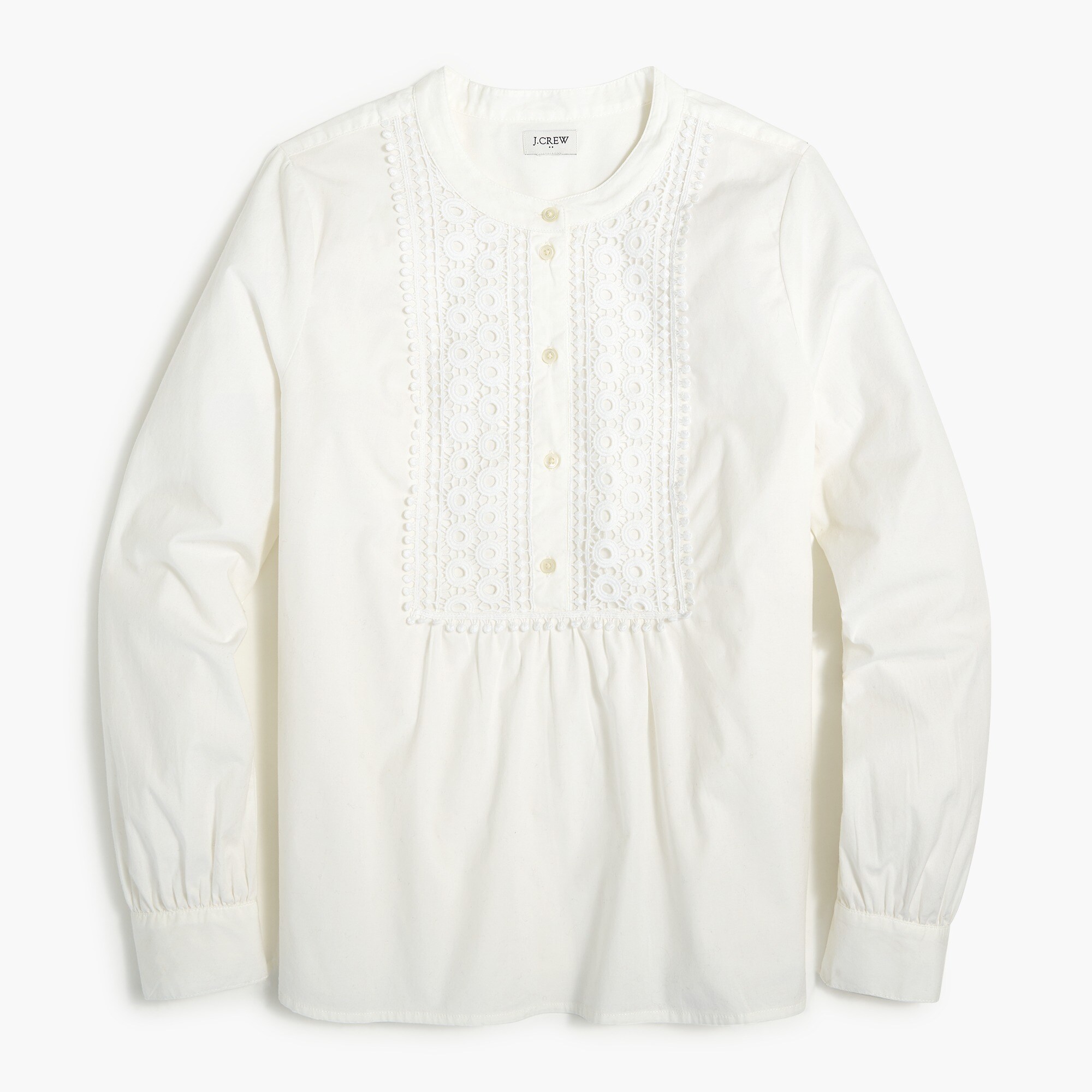 Shirt with embroidered lace bib