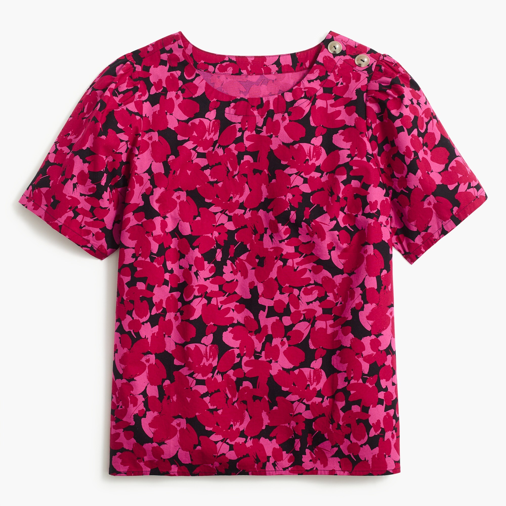 Puff-sleeve top in cotton poplin