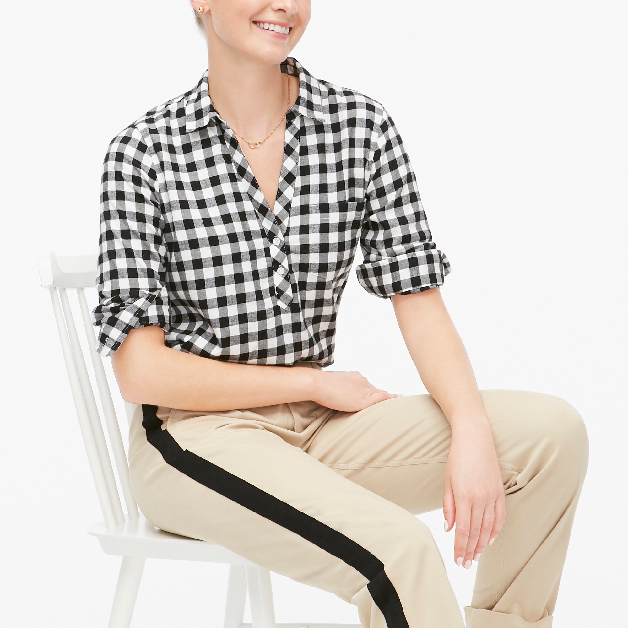 flannel popover tunic for women