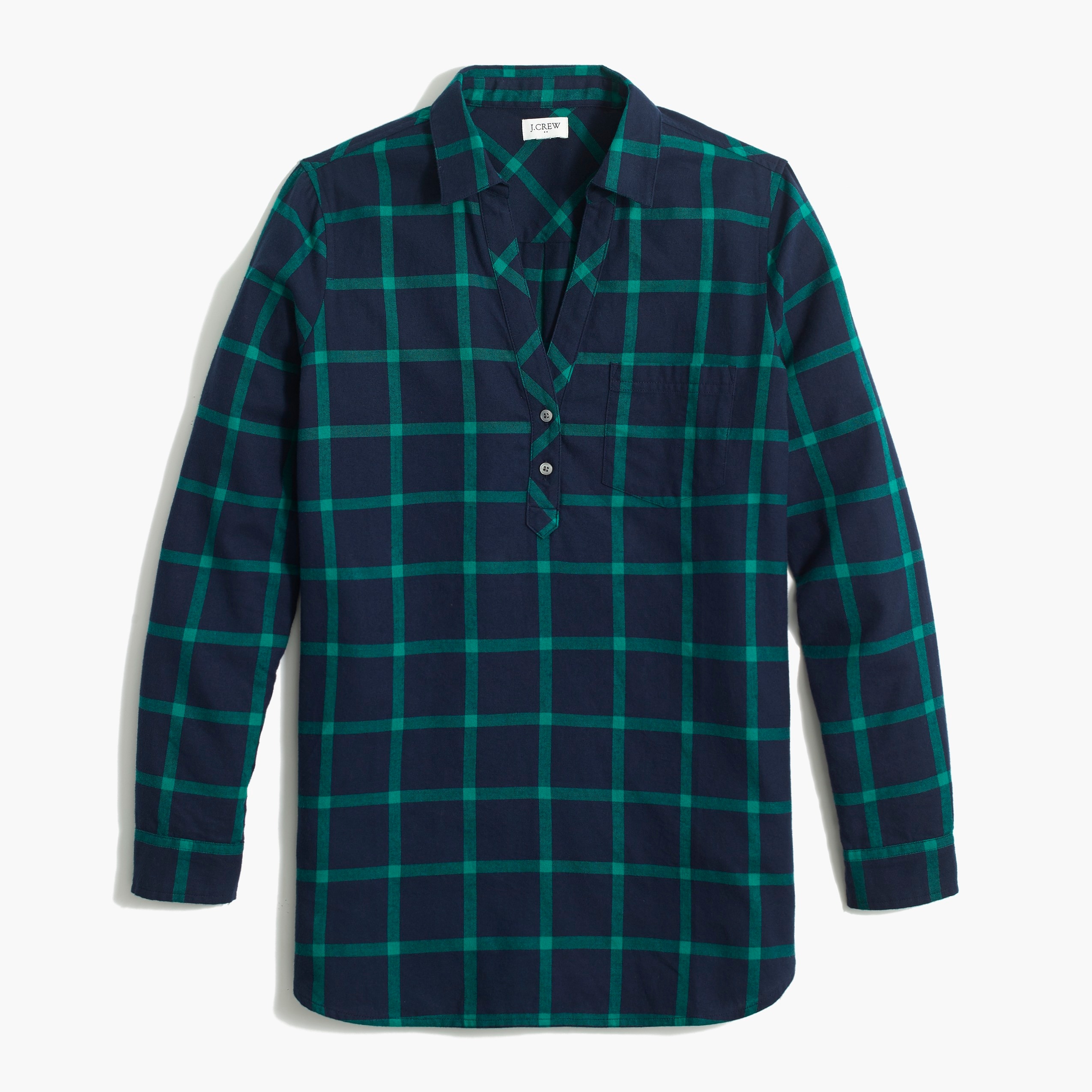 flannel popover tunic for women