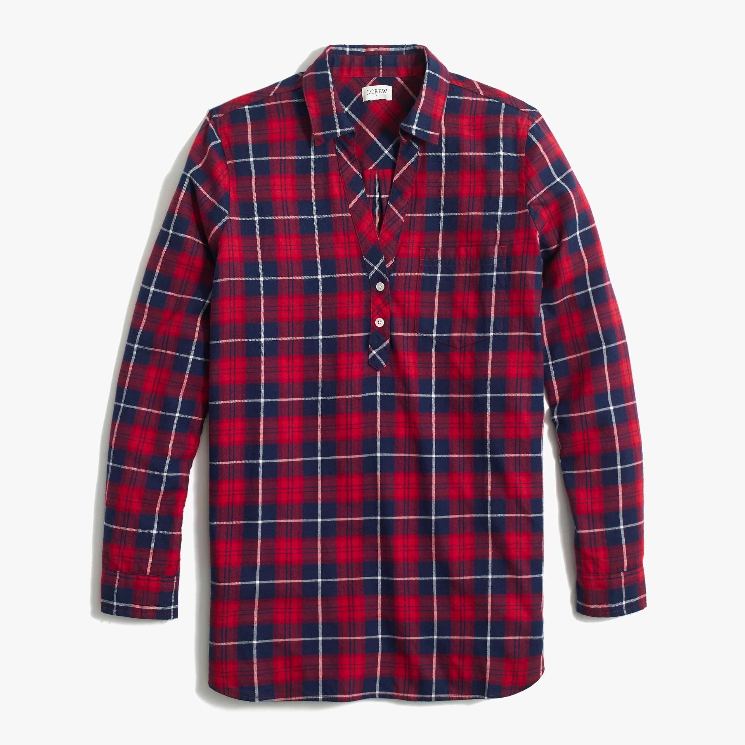 flannel popover tunic for women