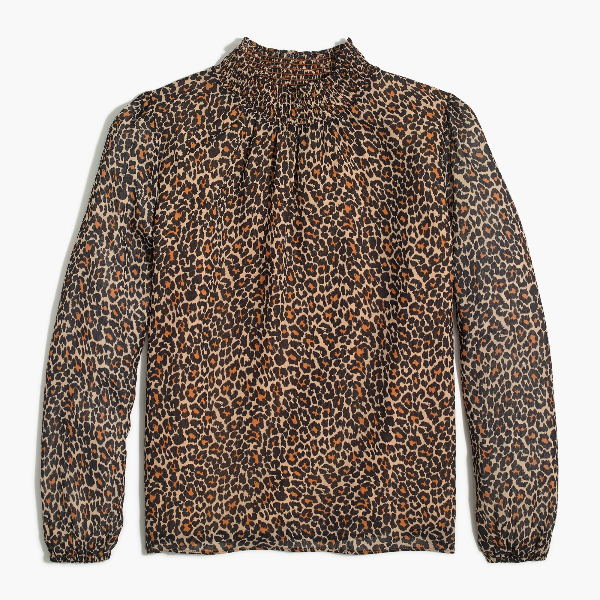leopard smocked shirt for women