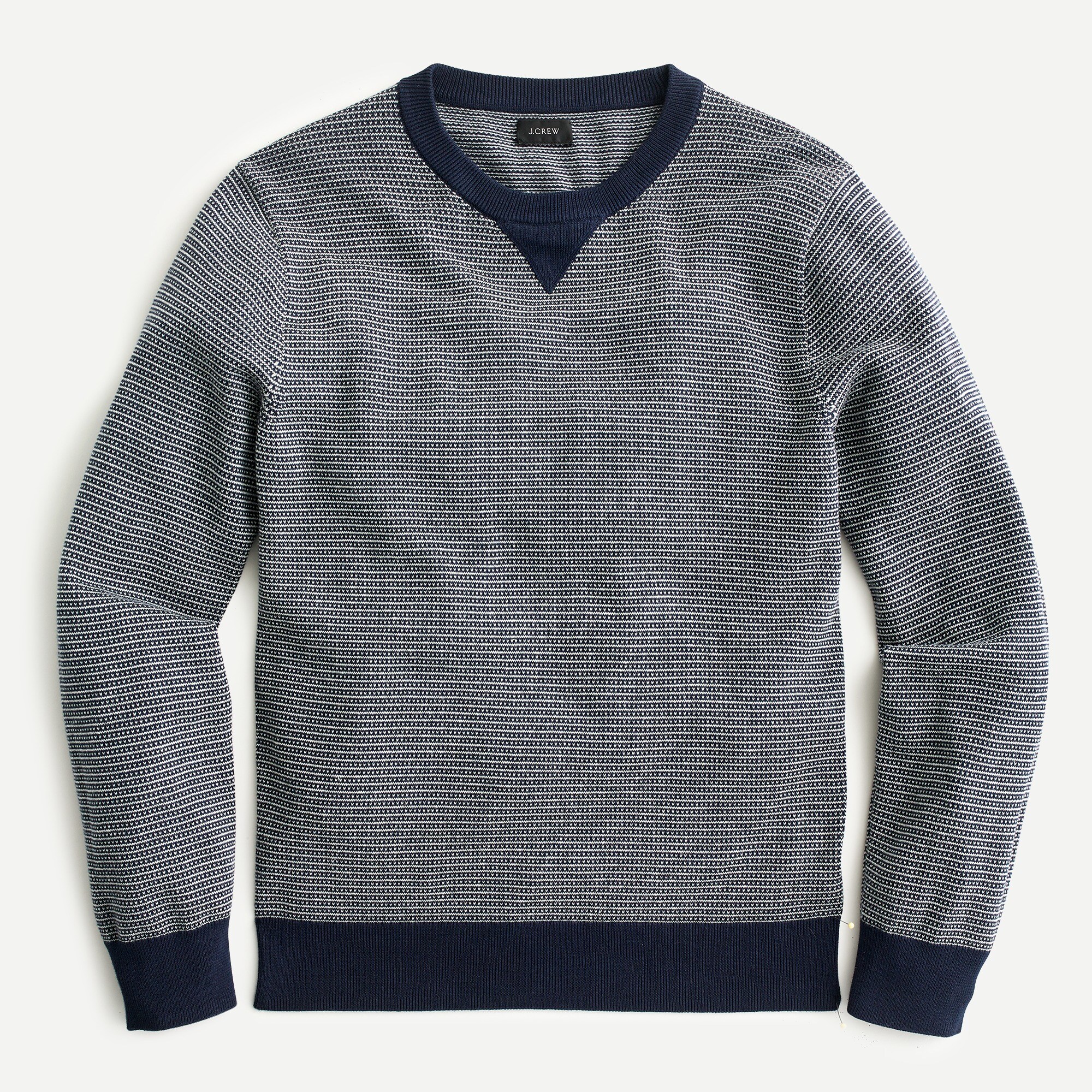 J.Crew Cotton Sweater In Striped Bird s eye Stitch For Men