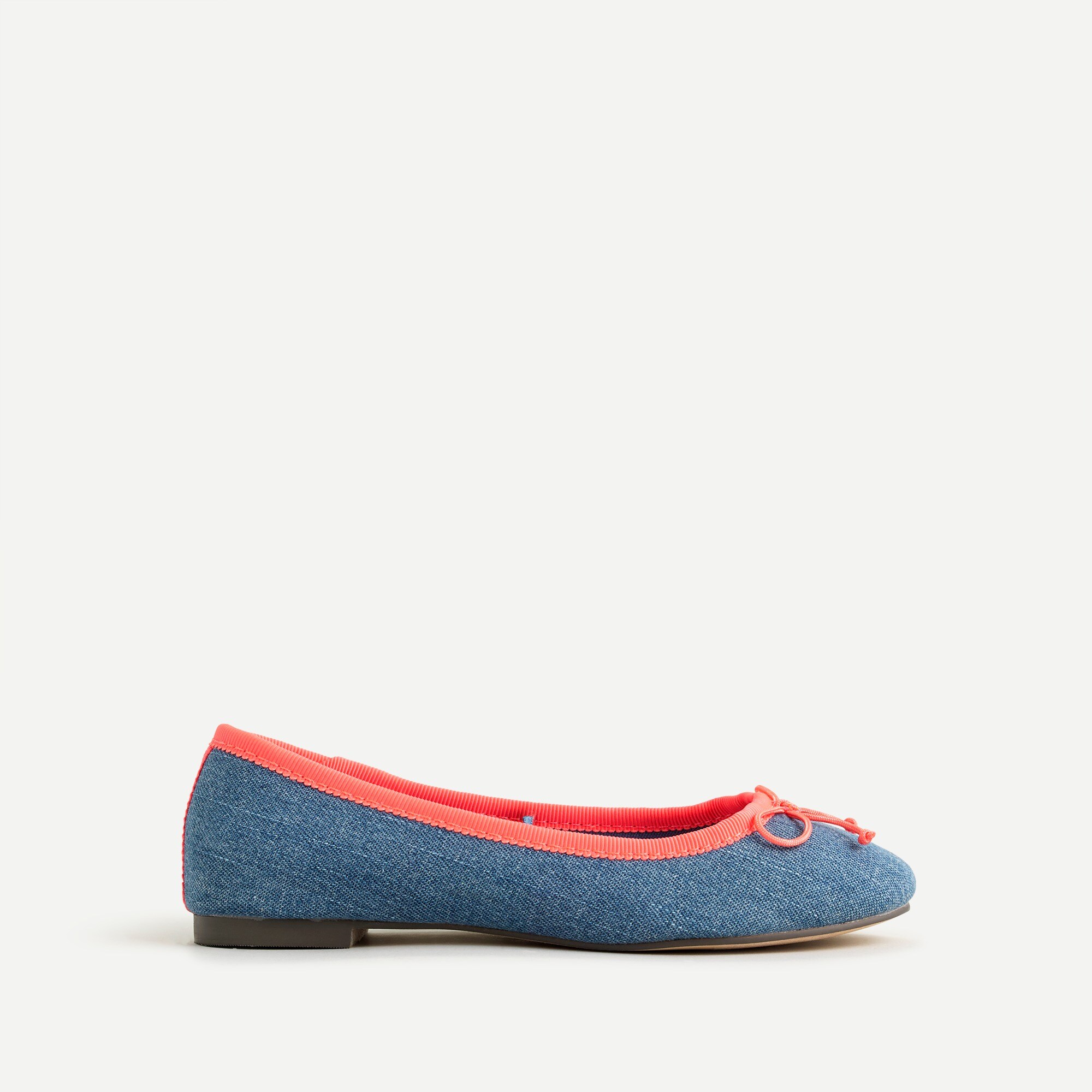Girls' ballet flats in chambray