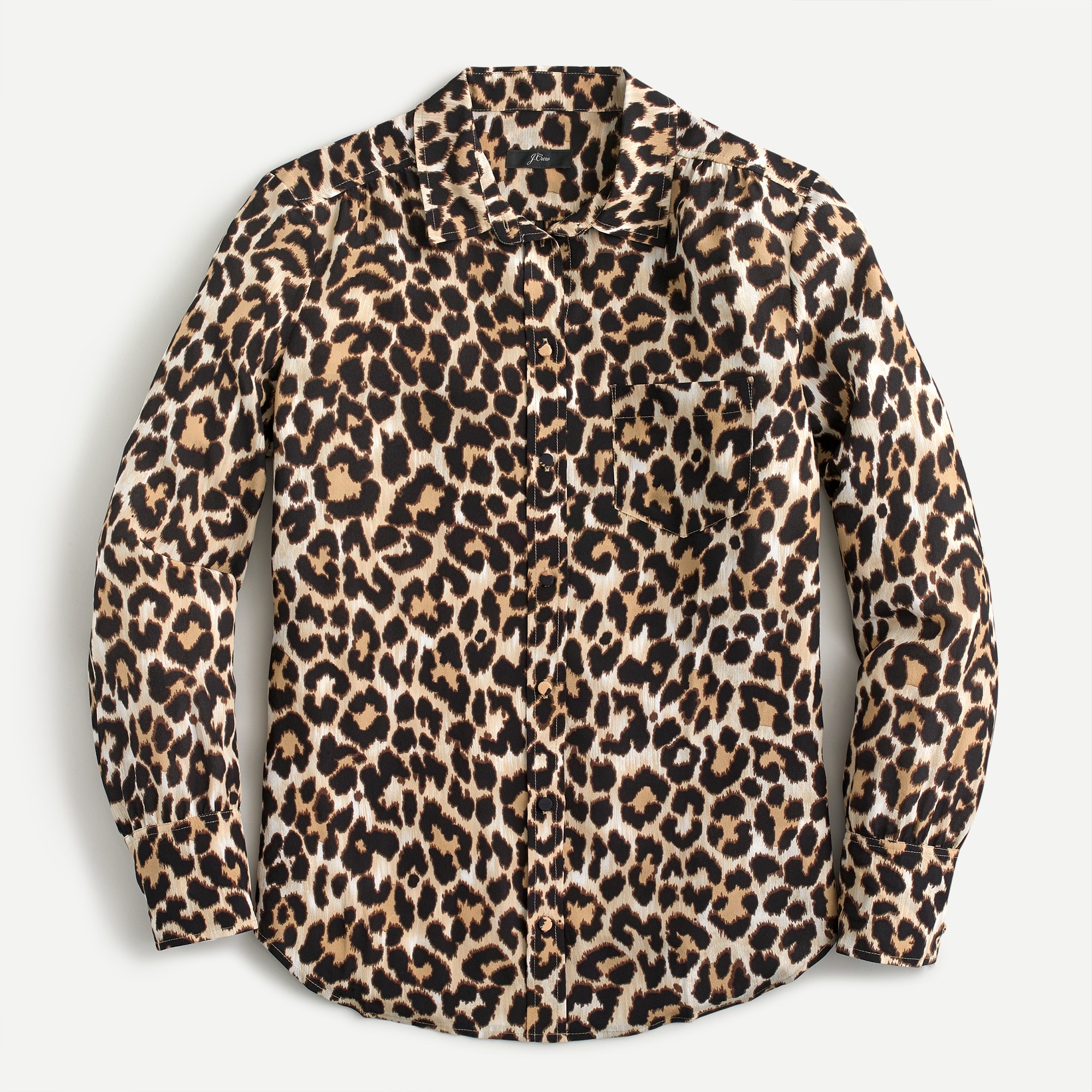 Button-up shirt in leopard silk