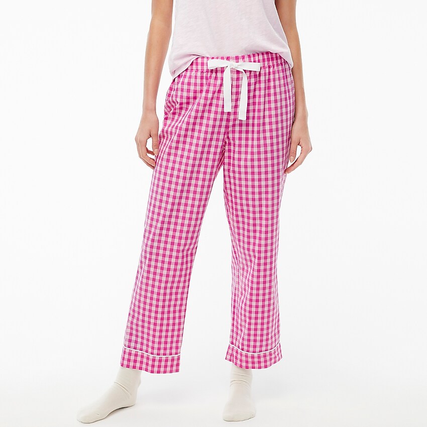 factory: cropped cotton pajama pant for women, right side, view zoomed