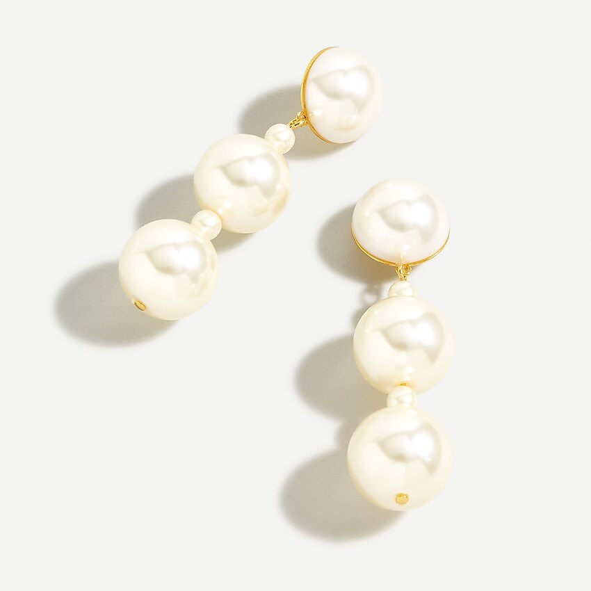 j.crew: oversized pearl drop earrings for women, right side, view zoomed