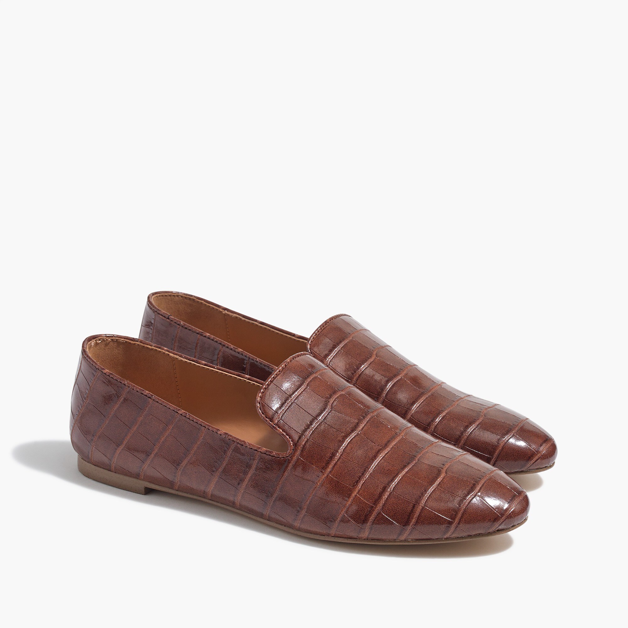 crocodile-embossed smoking loafers for women