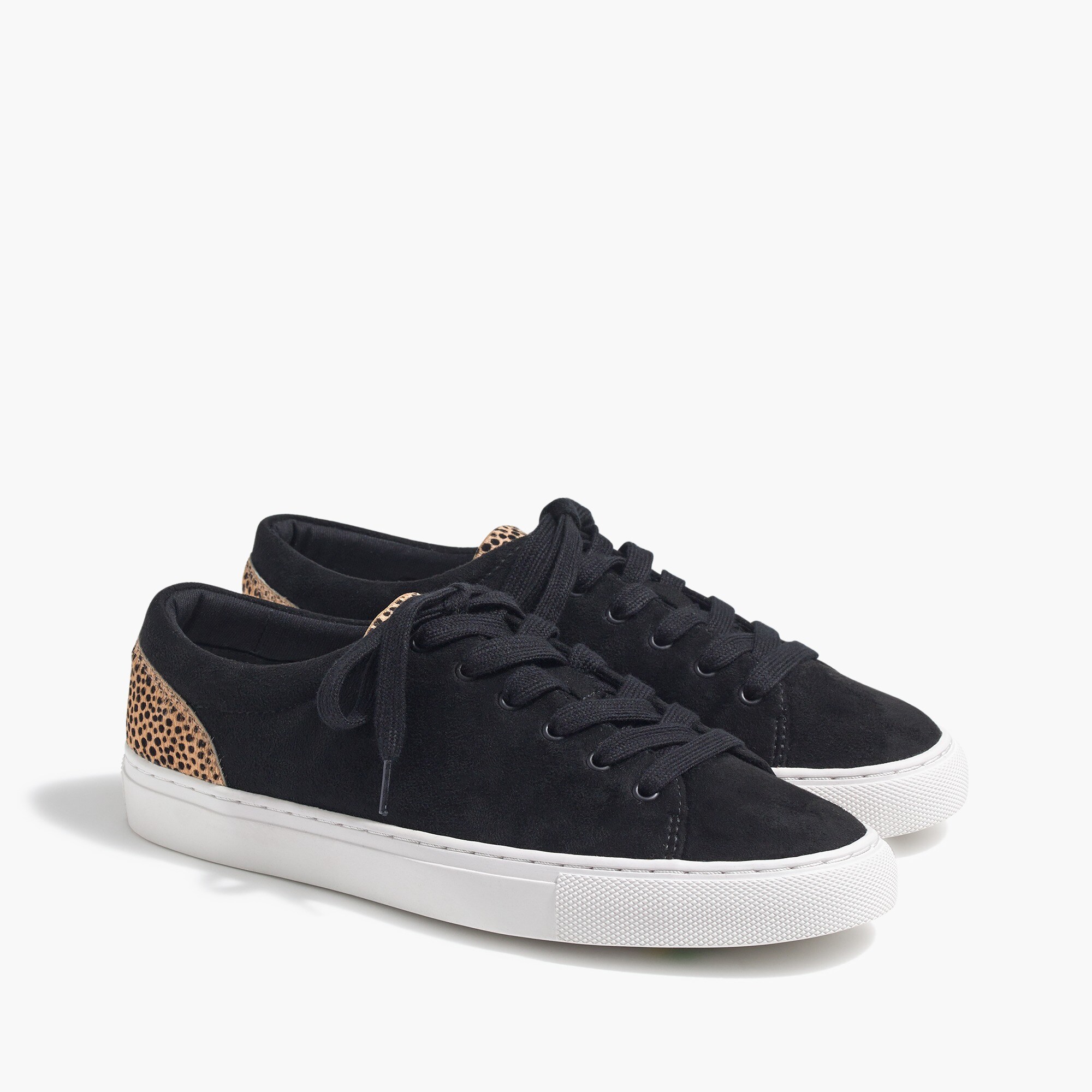 road trip microsuede sneakers with leopard calf hair trim for women