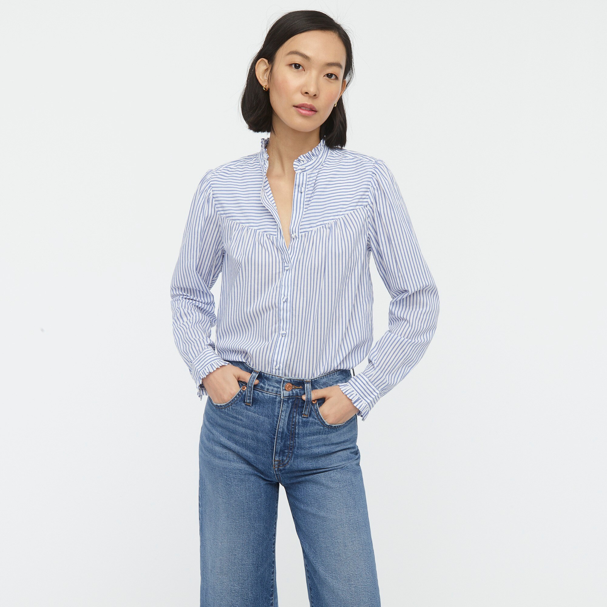 j crew ruffle shirt
