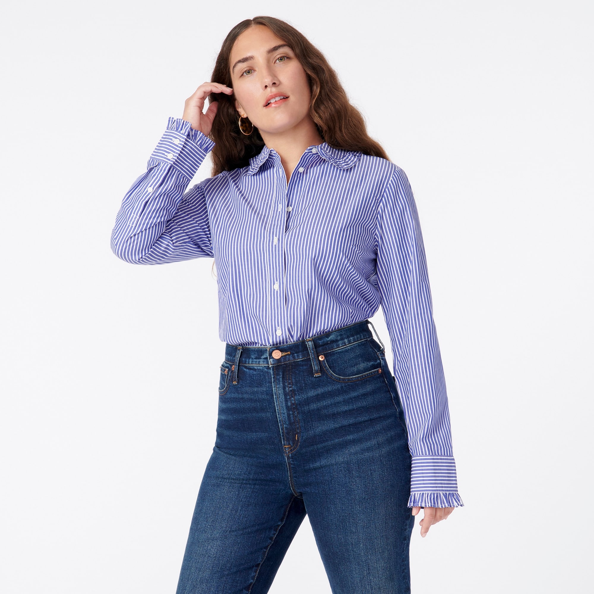 j crew ruffle shirt