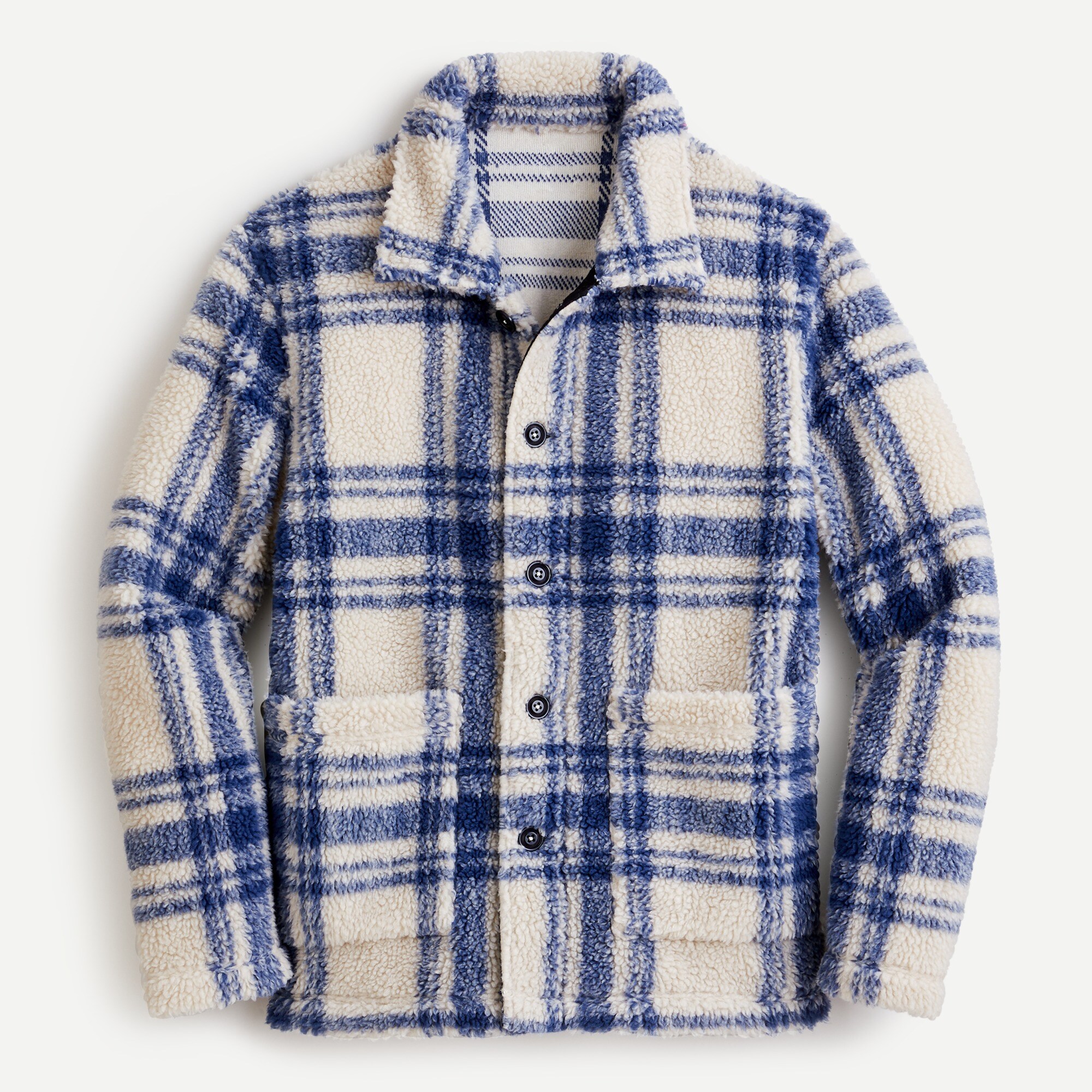 Sherpa Fleece Donkey Jacket In Plaid For Men | J.Crew