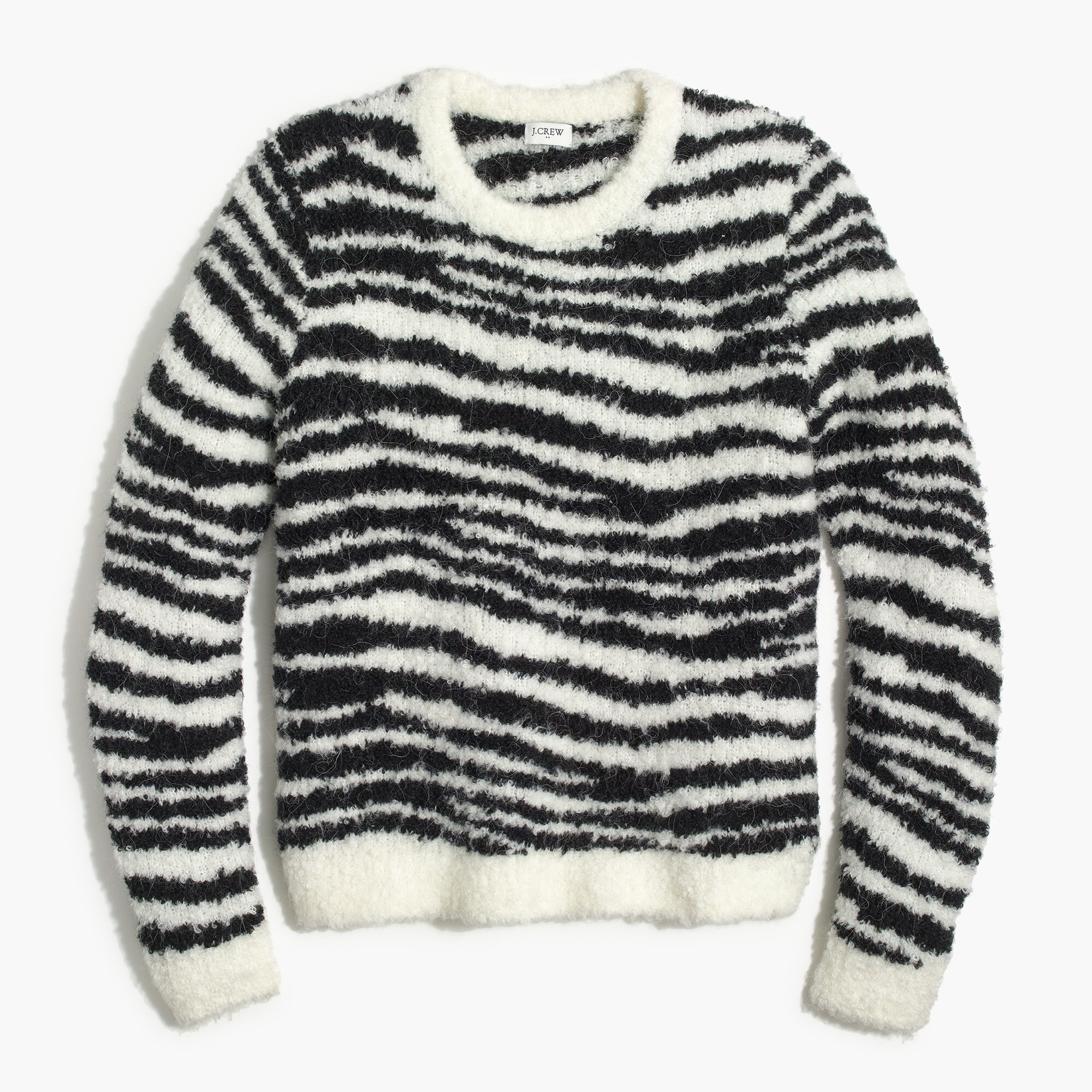 bouclé zebra pullover sweater for women