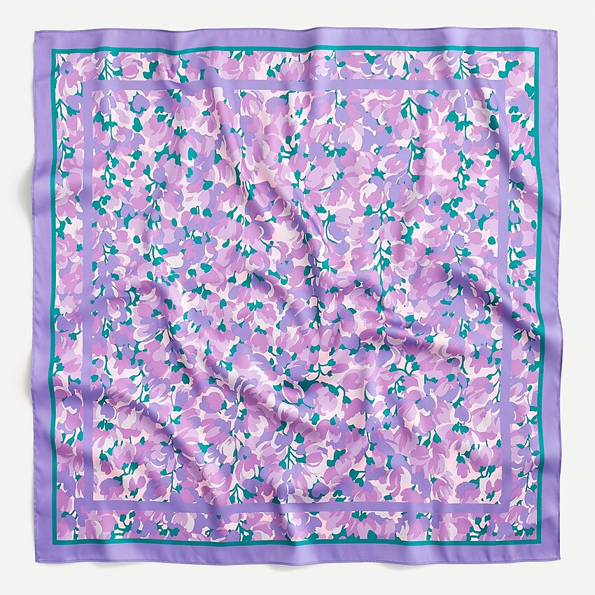 j.crew: silk square scarf in ratti&reg; lilac collage print for women, right side, view zoomed