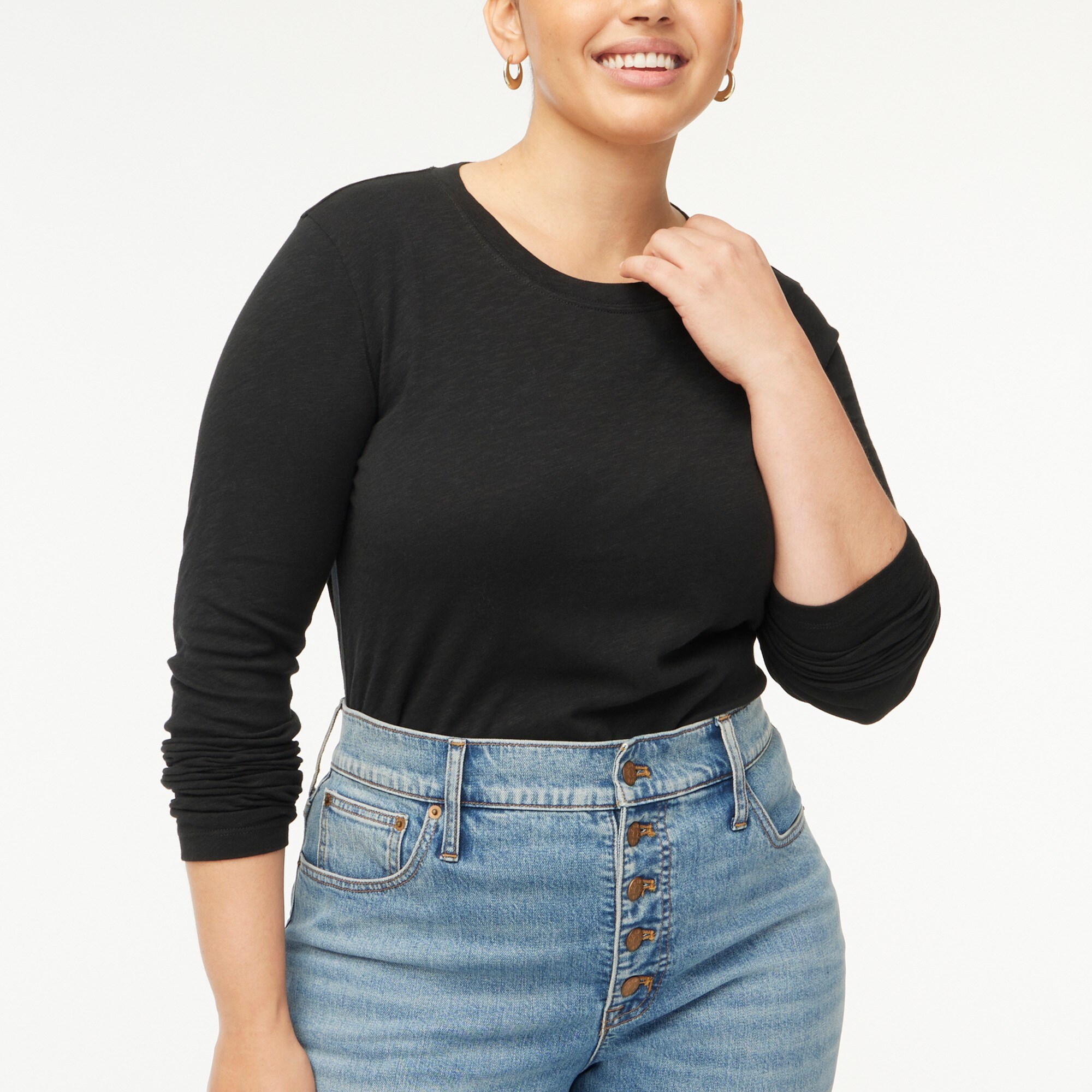 Long-sleeve crewneck girlfriend tee