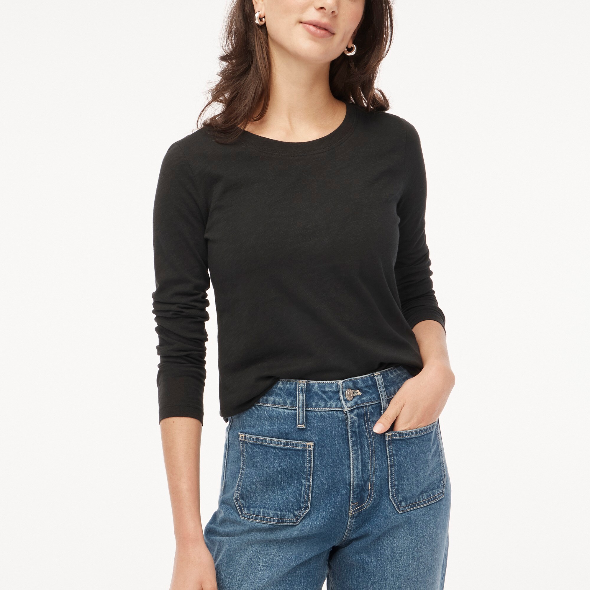 Long-sleeve crewneck girlfriend tee