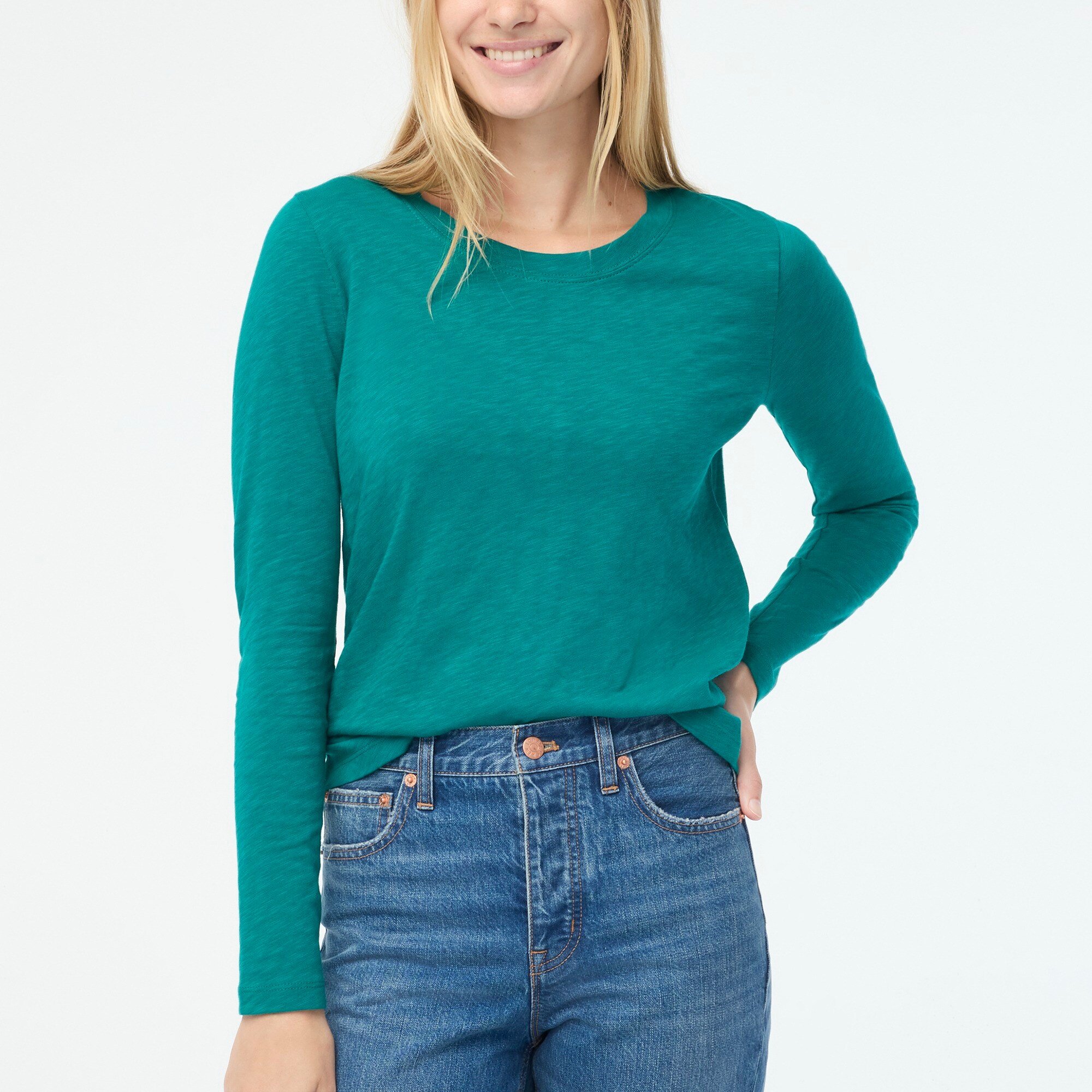 Long-sleeve crewneck girlfriend tee
