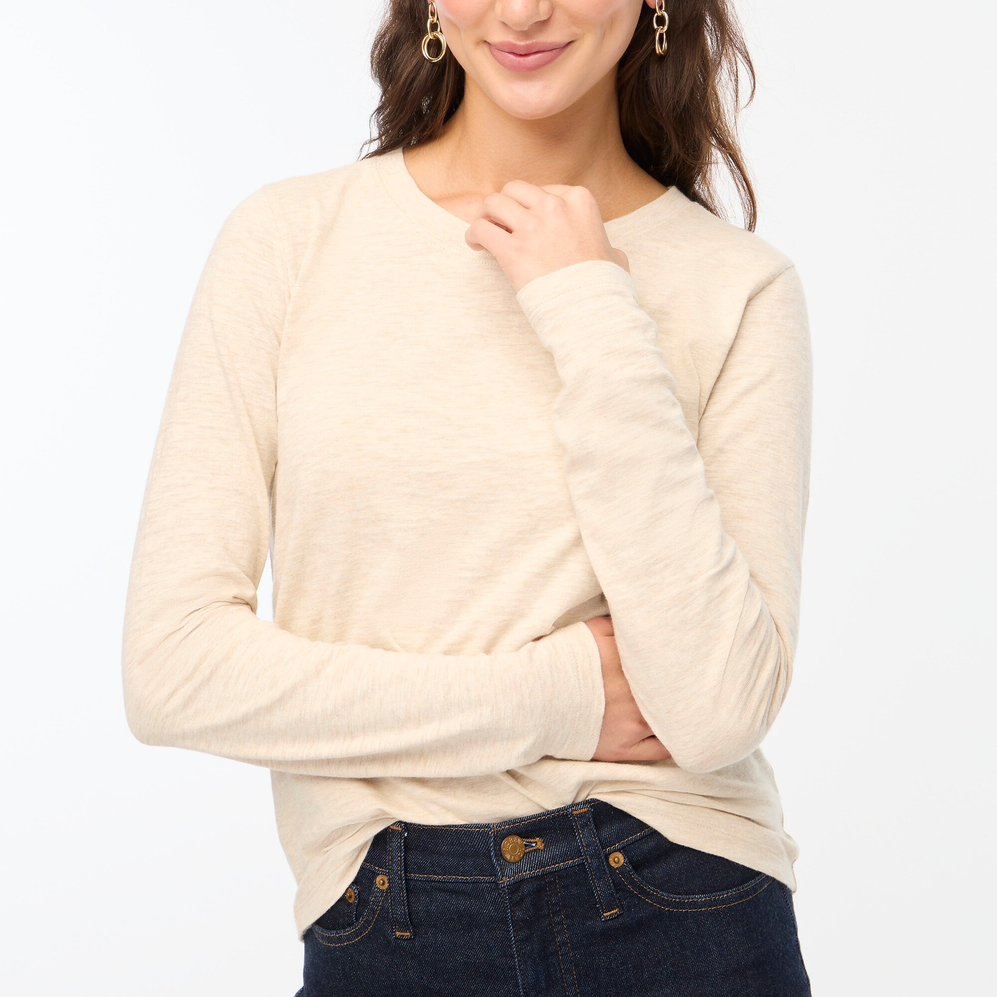 womens Long-sleeve crewneck girlfriend tee
