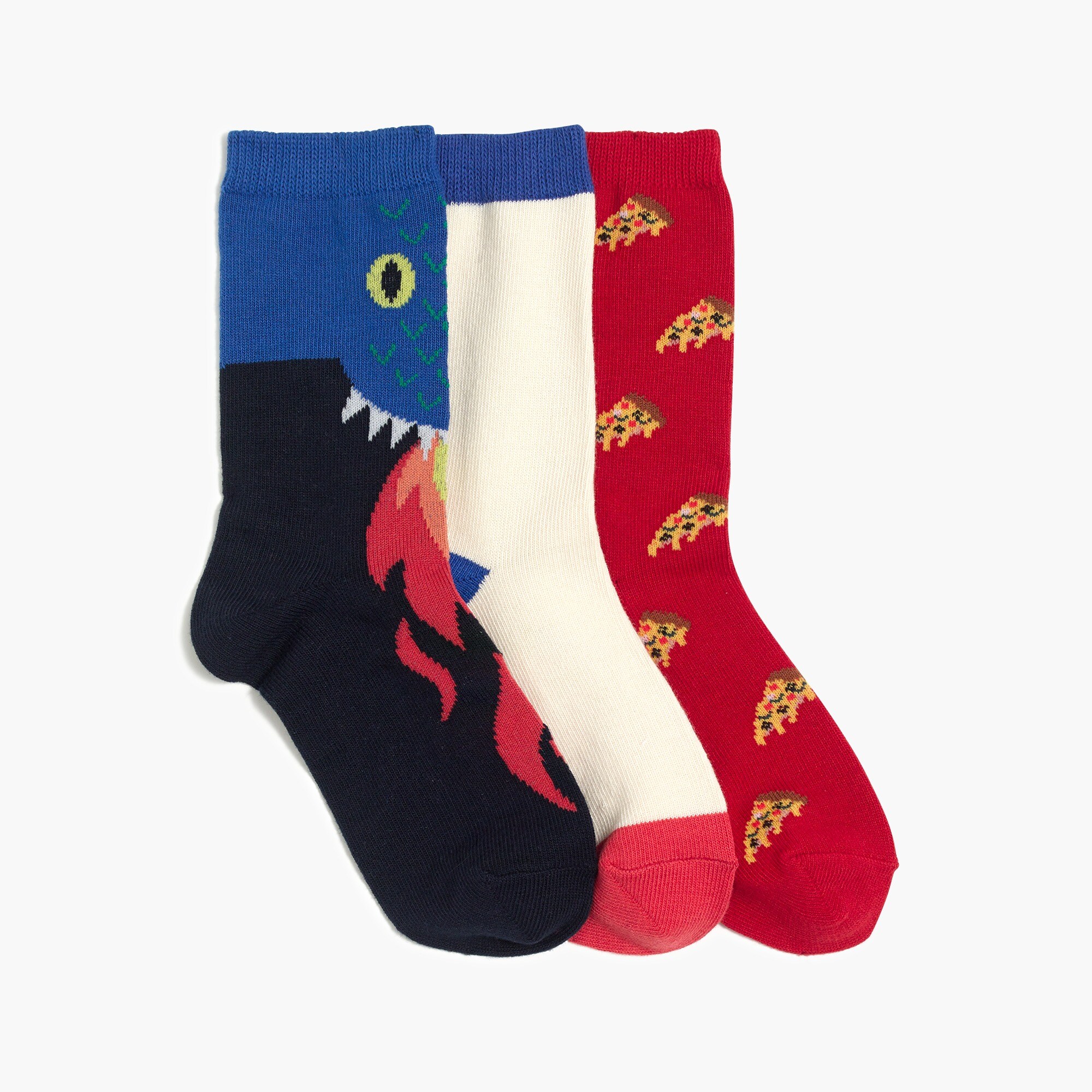 Boys' monsters and pizza trouser socks three-pack