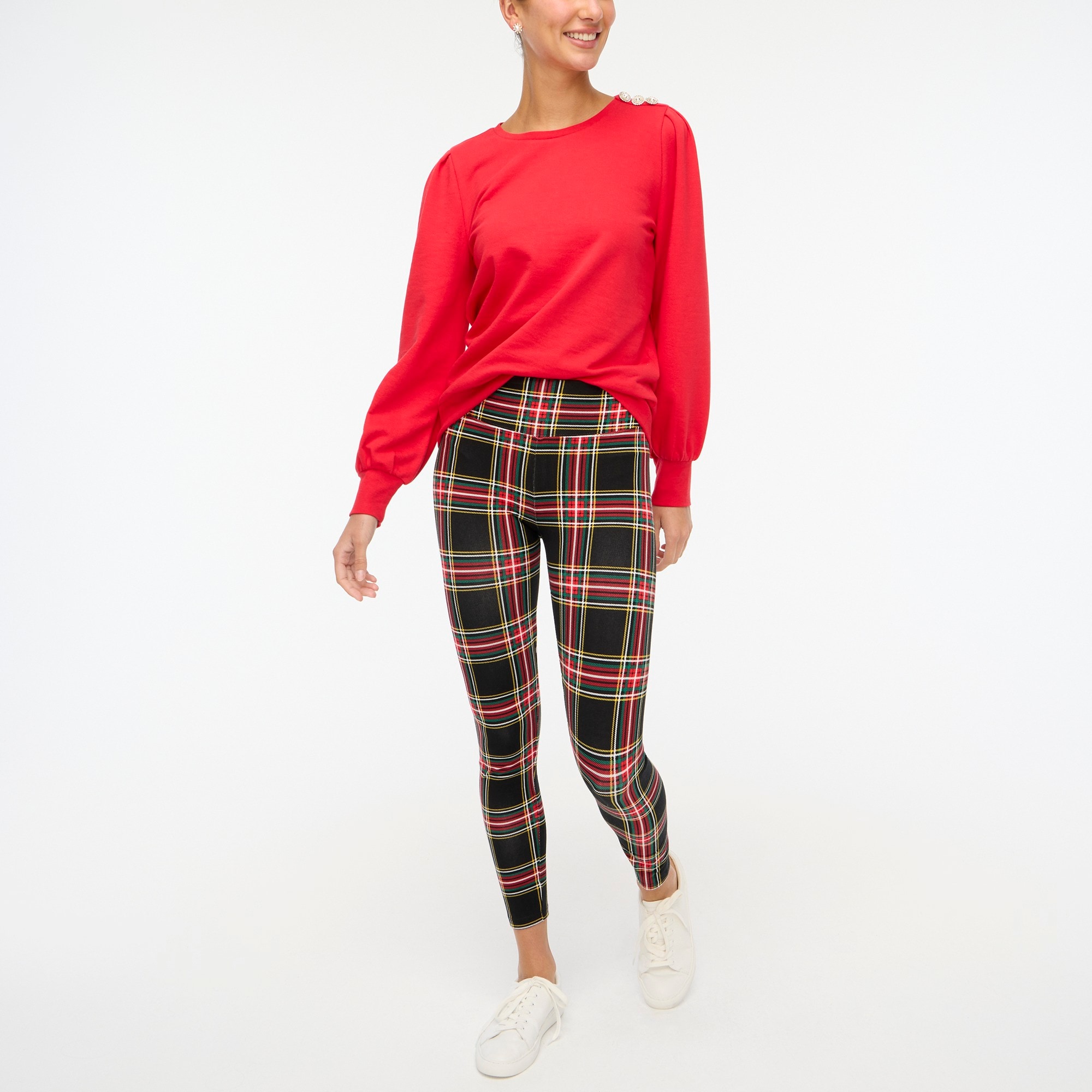factory: holiday tartan leggings for women
