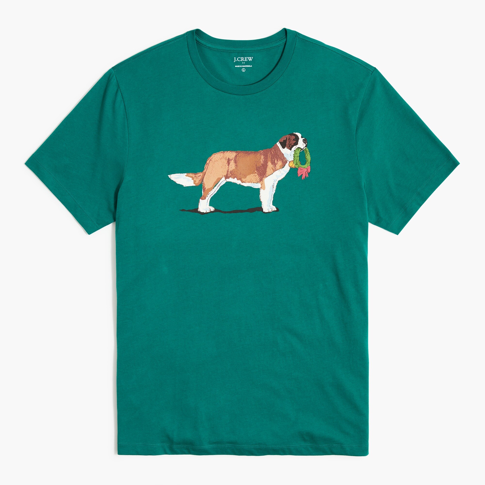 festive dog and wreath graphic tee for men