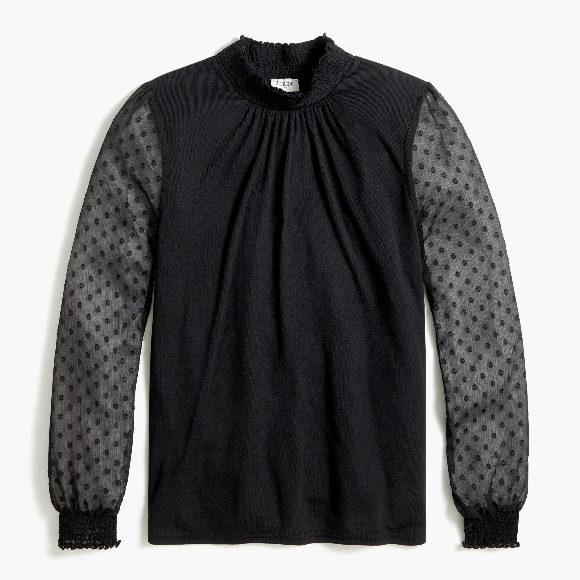 drapey long-sleeve top with clip-dot sleeves for women