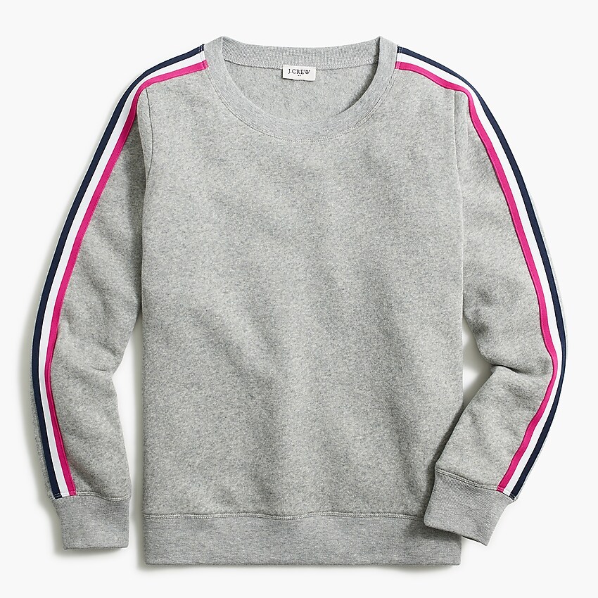 factory: fleece sweatshirt with side stripe for women, right side, view zoomed