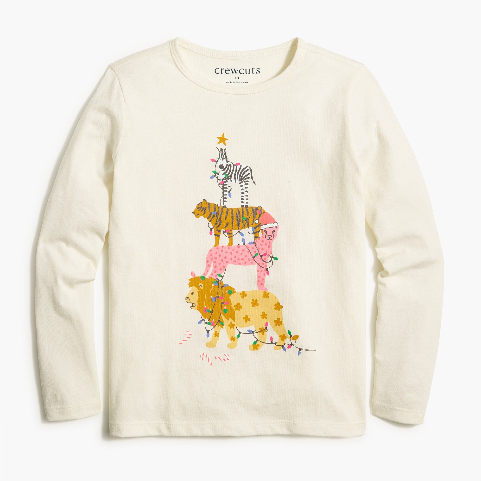 girls' safari animal tree graphic tee for girls