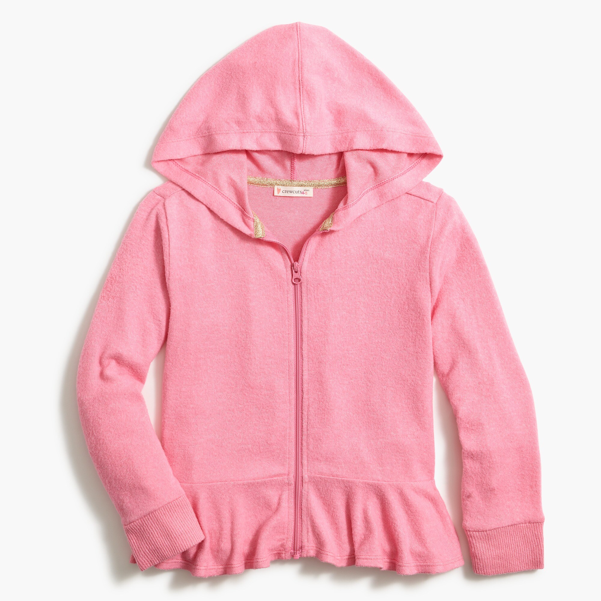 Girls' peplum zip-up sweatshirt in signature cozy yarn