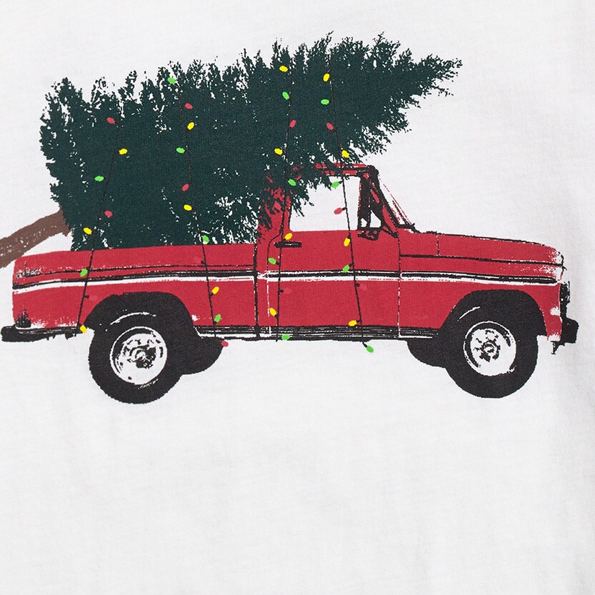 Boys' long-sleeve tree in truck graphic tee WHITE boys' long-sleeve tree in truck graphic tee for boys