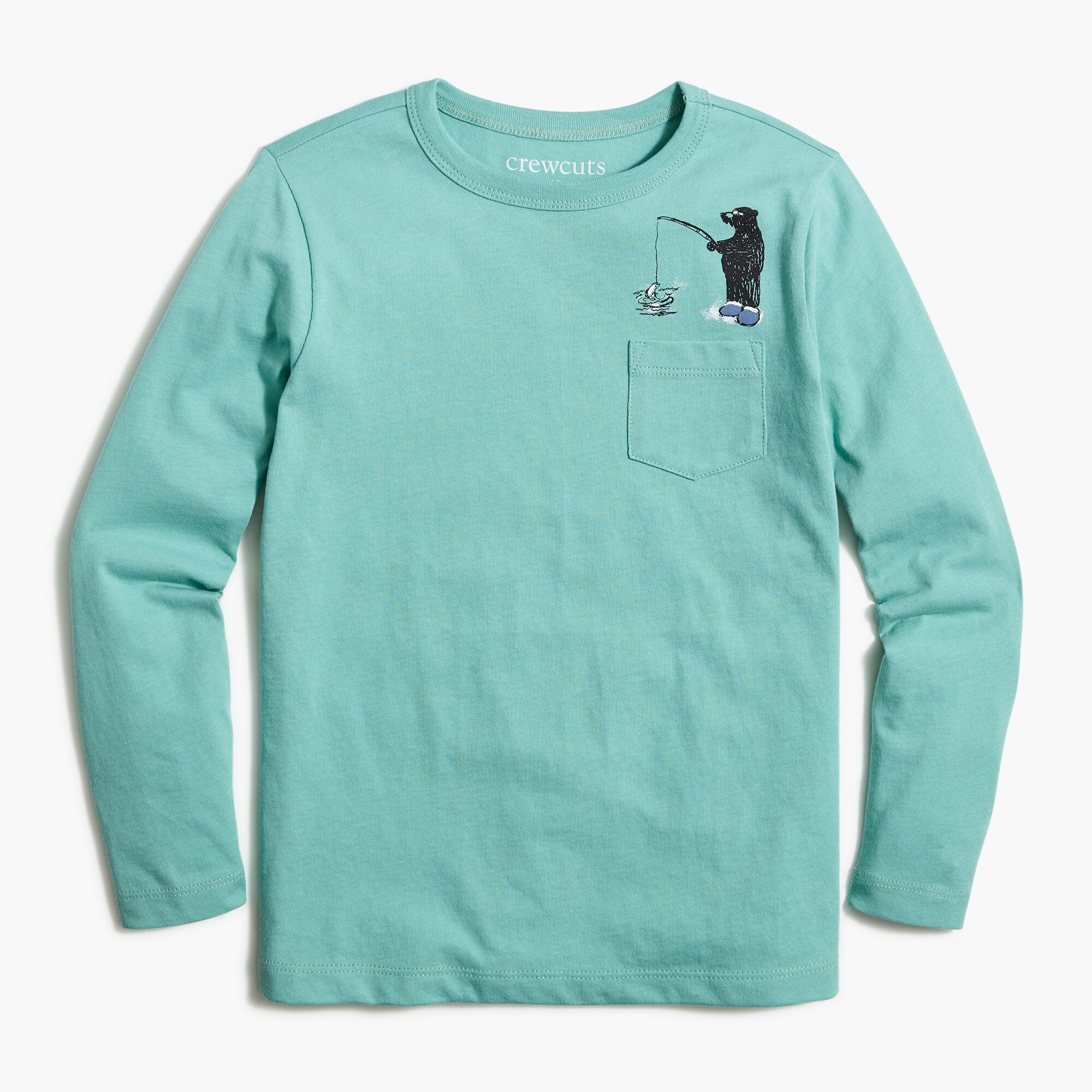Boys' long-sleeve polar bear fishing graphic tee