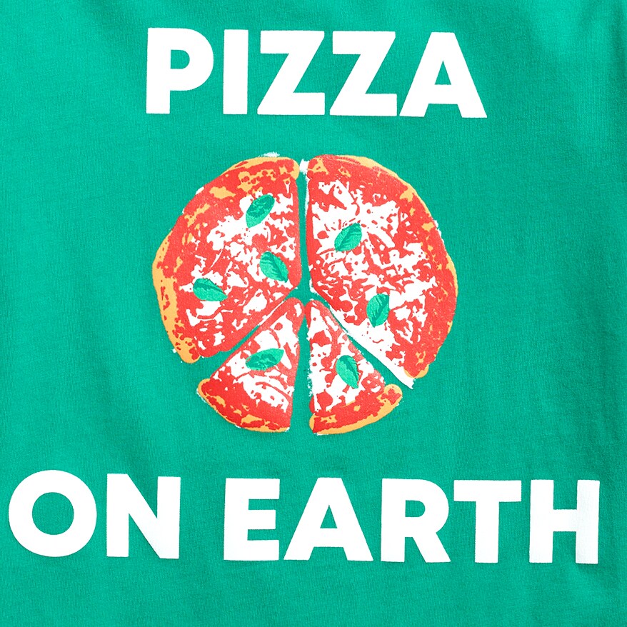 Boys' long-sleeve pizza on earth graphic tee VIVID EMERALD boys' long-sleeve pizza on earth graphic tee for boys