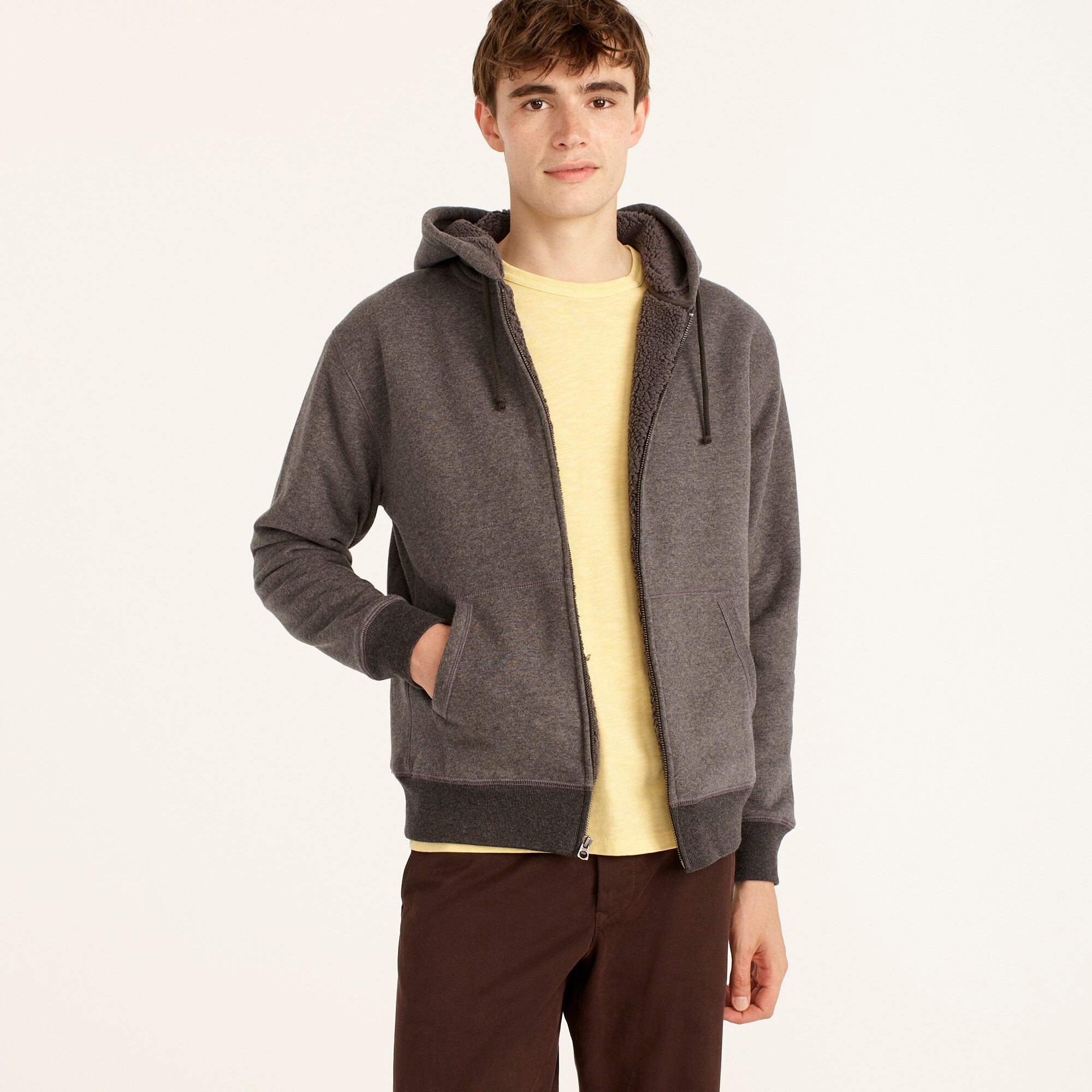 j crew brushed fleece zip hoodie