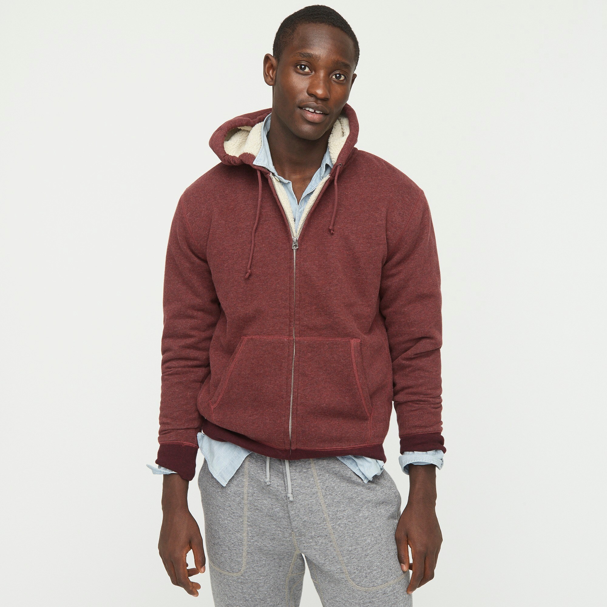 j crew brushed fleece zip hoodie
