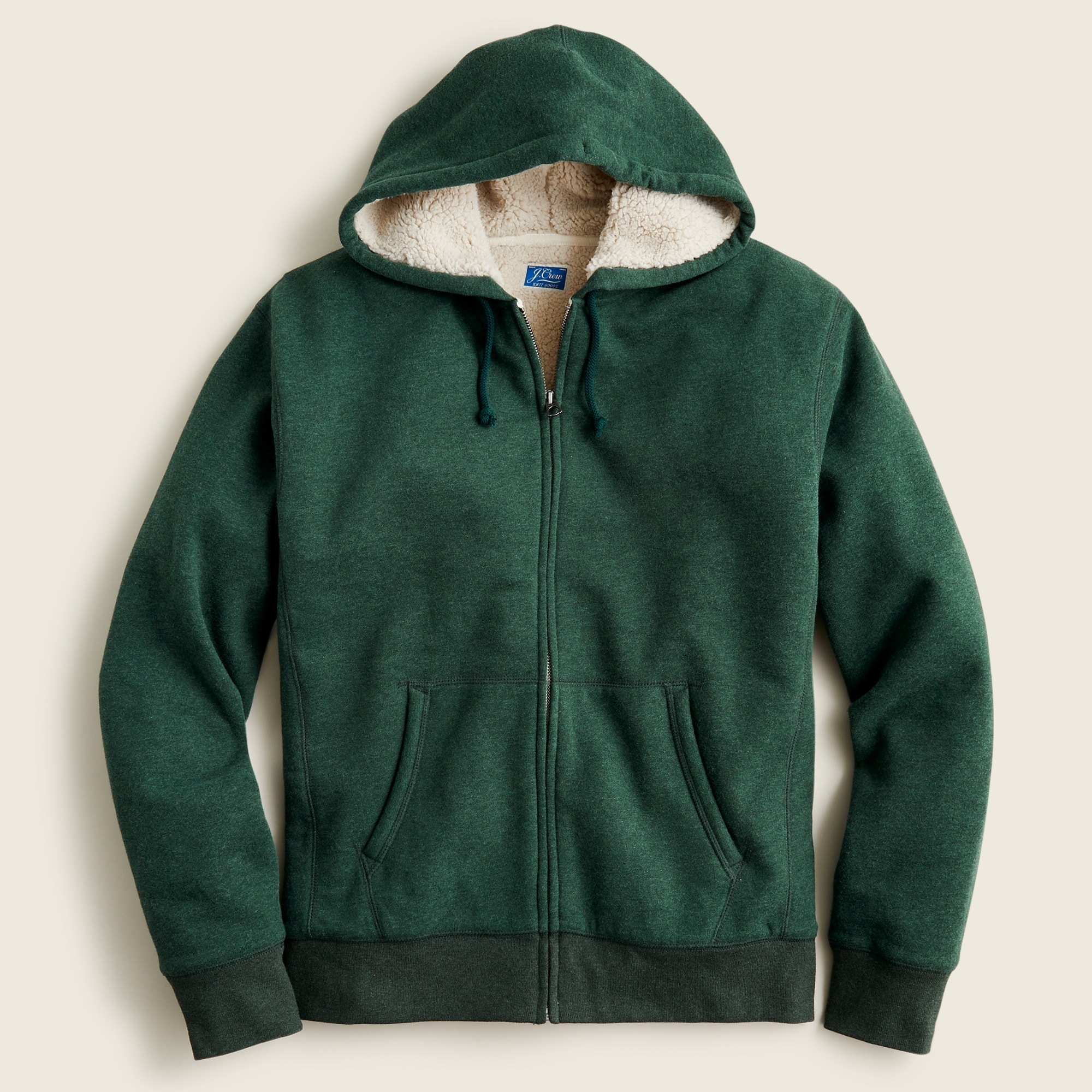 J.Crew: Marled Brushed Fleece Sherpa-lined Full-zip Hoodie For Men