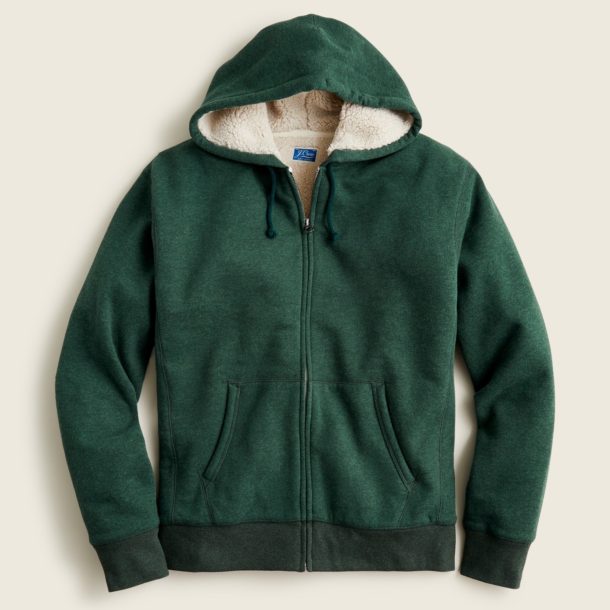 Marled brushed fleece sherpa-lined full-zip hoodie