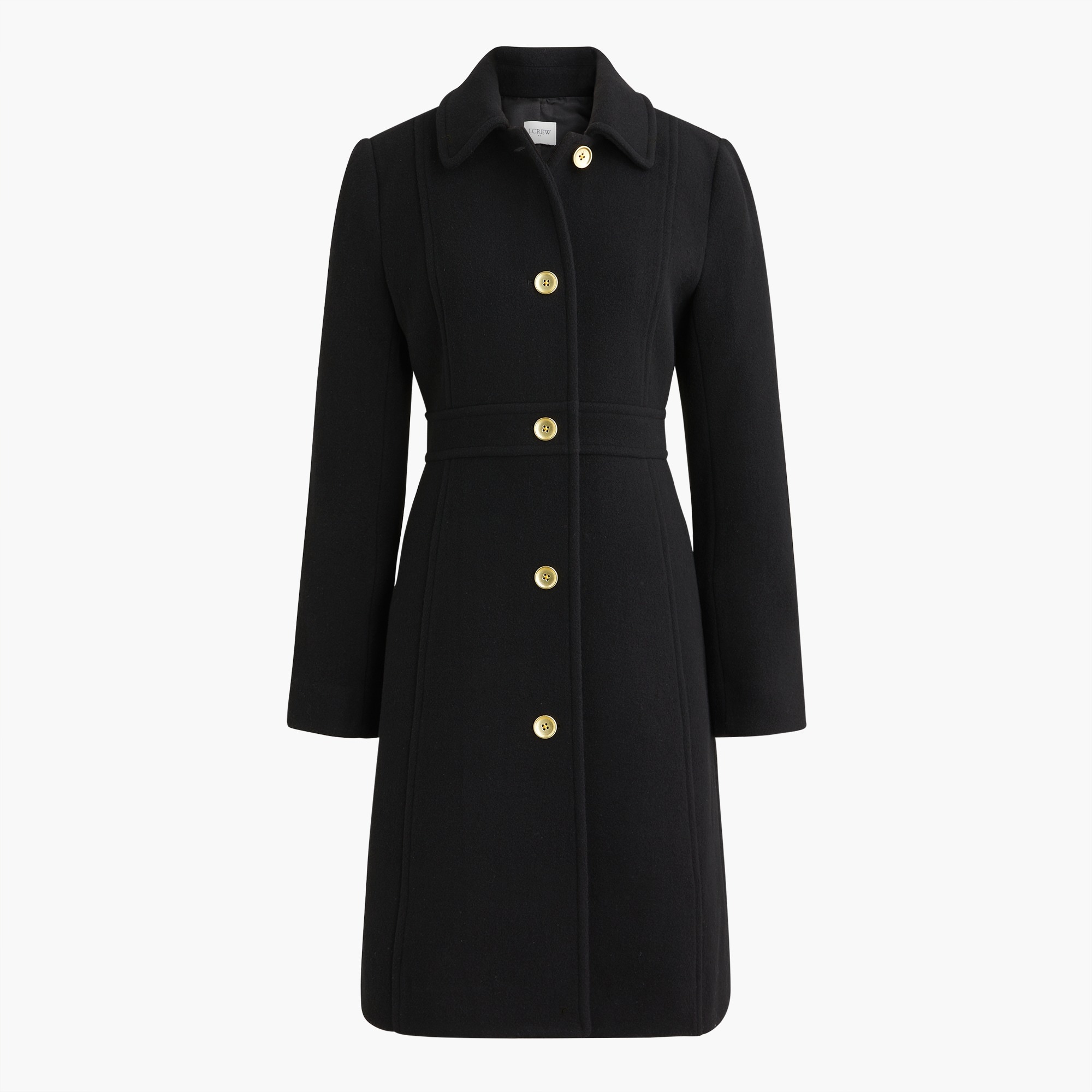 Wool-blend button-neck city coat