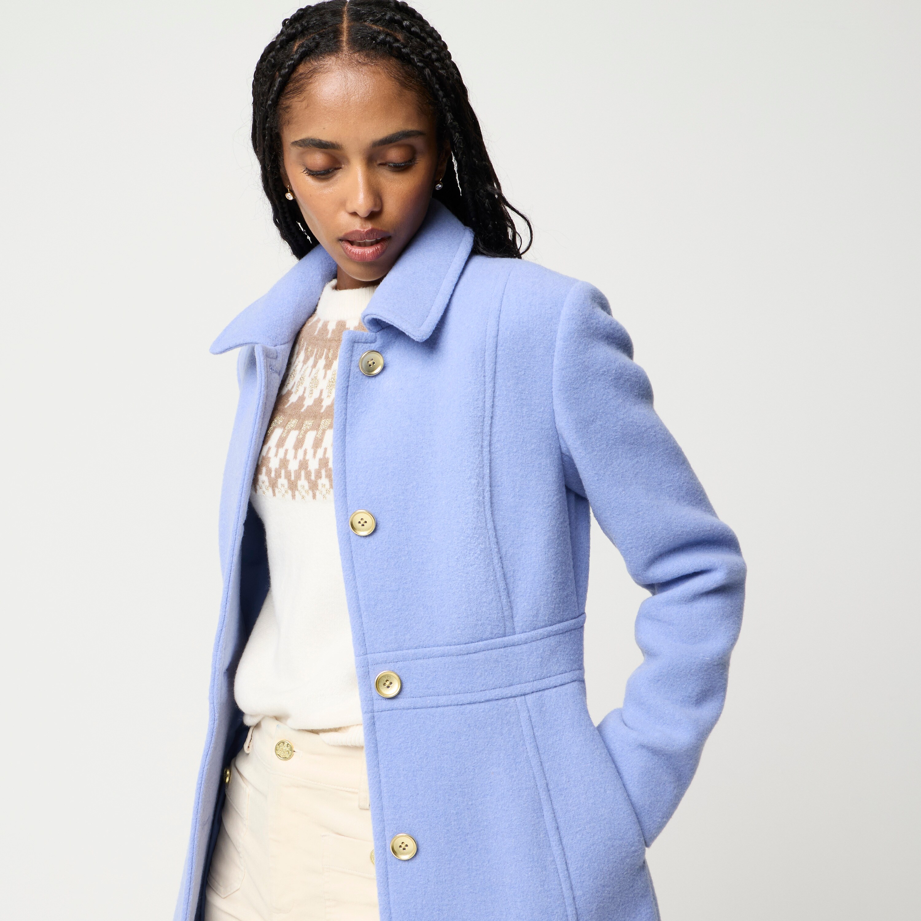 Wool-blend lady day coat